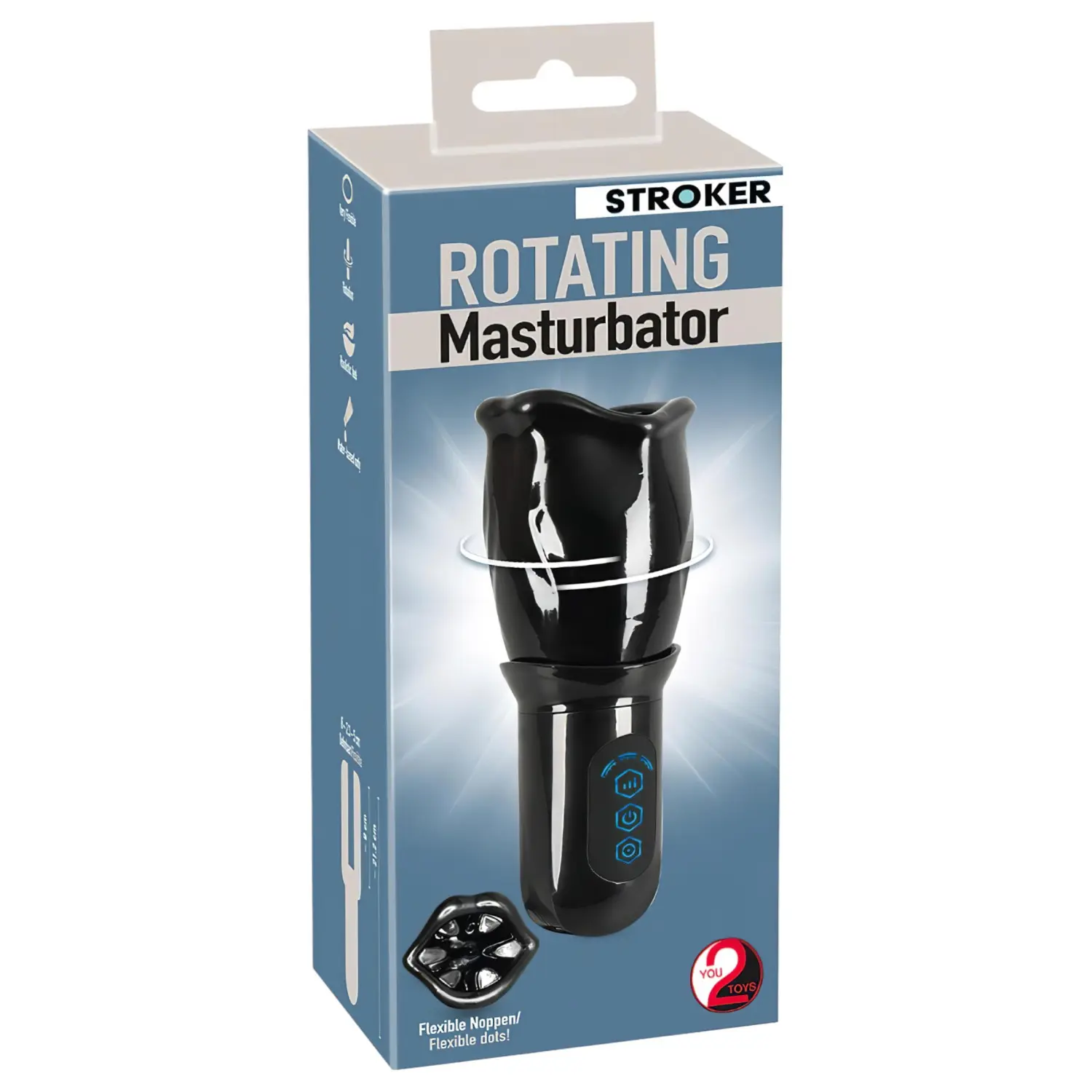 You2Toys - STROKER Rotating - akumulátorový rotační masturbátor ve tvaru úst (černý)