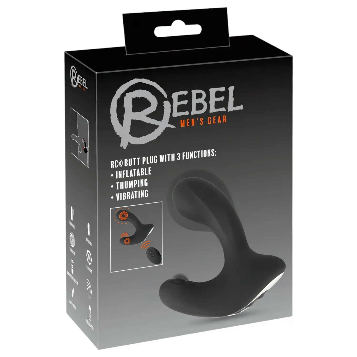 Rebel RC - vibrační anální kolík s dálkovým ovládáním - černý, nabíjecí