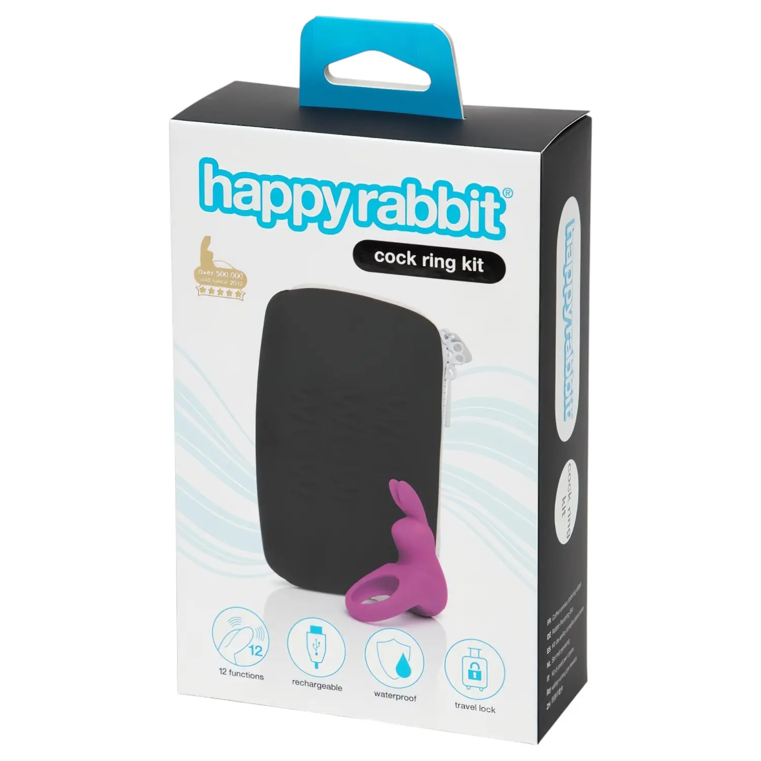 Happyrabbit - vibrační erekční kroužek s pouzdrem - silikon fialový