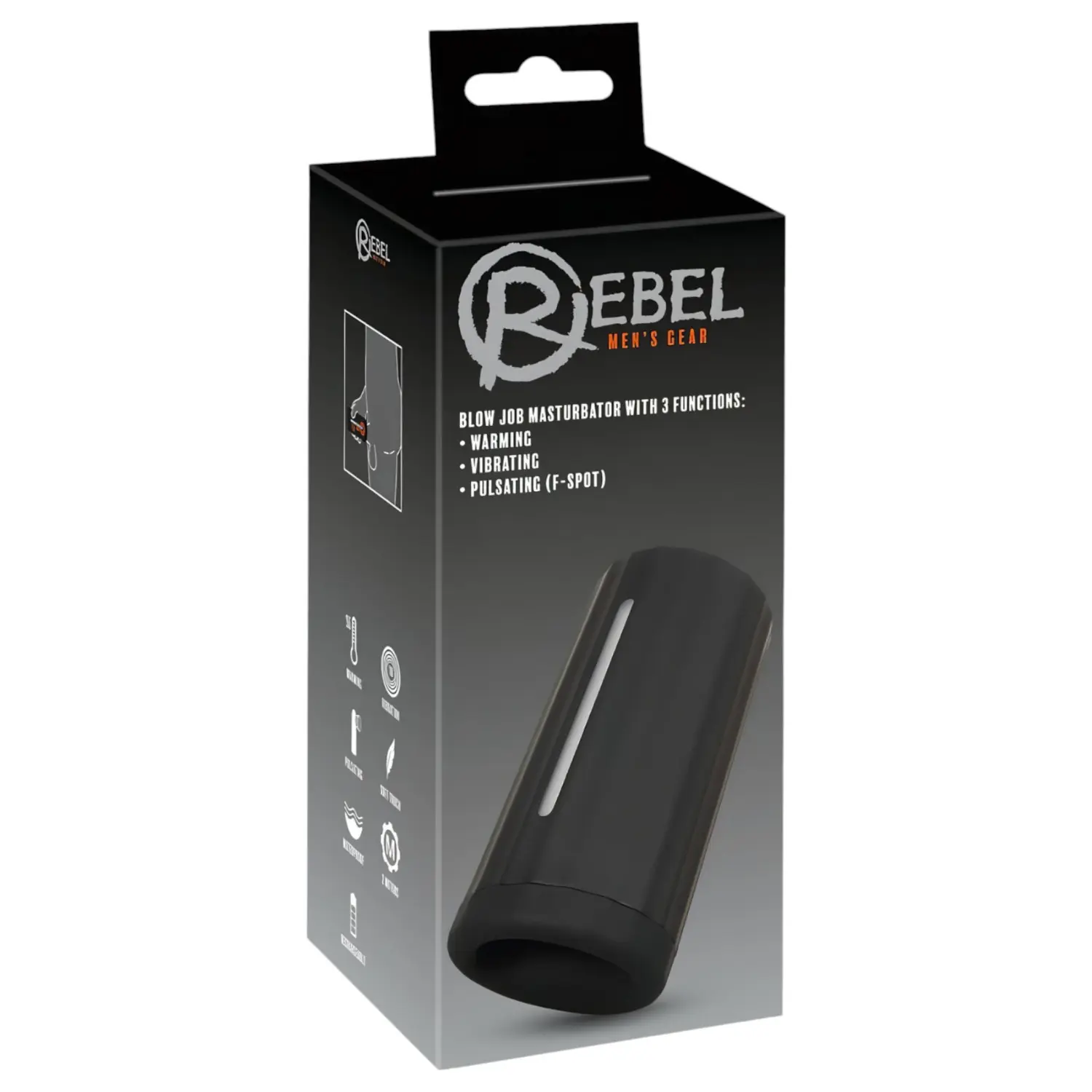 Rebel - masturbátor s 3 funkcemi - dobíjecí - černý