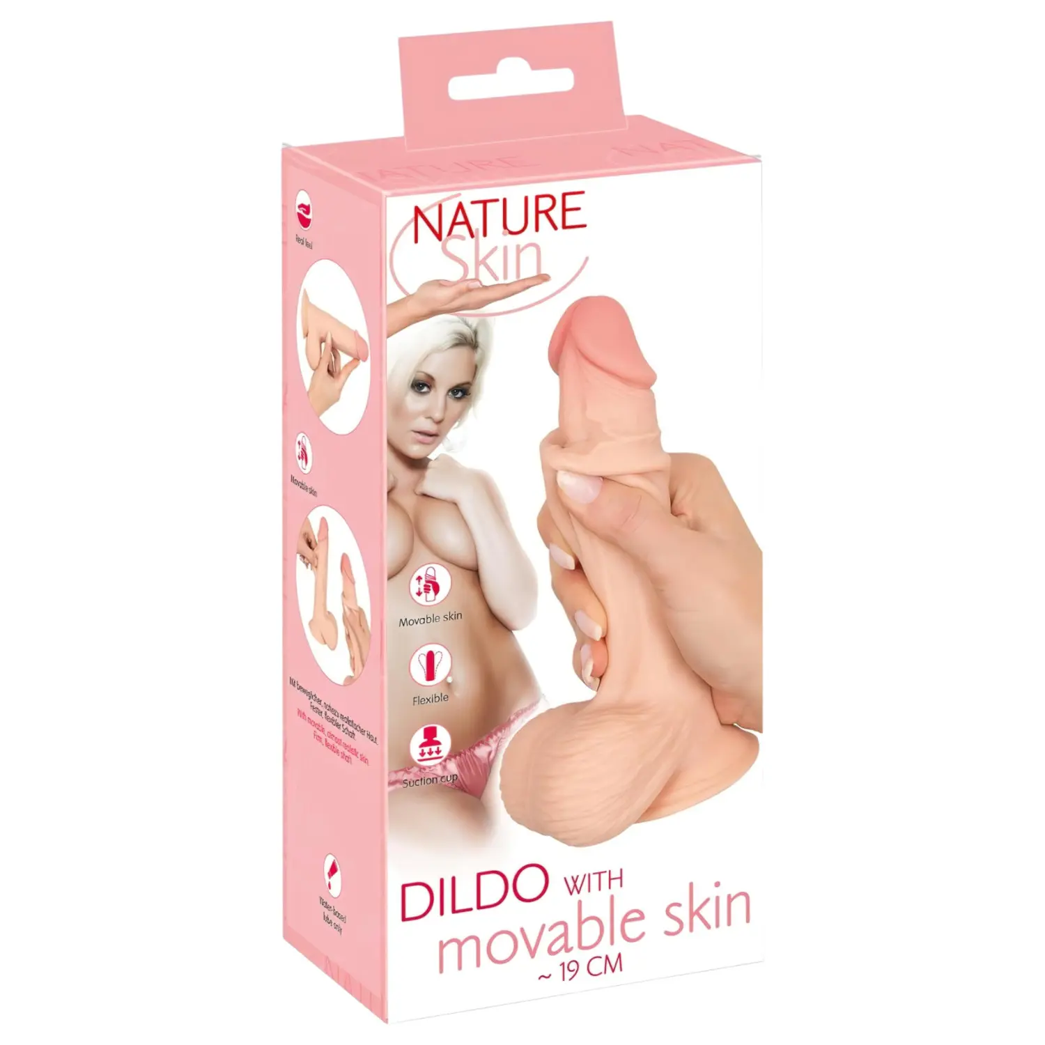 Nature Skin - dildo s kůží - 19 cm (přírodní)