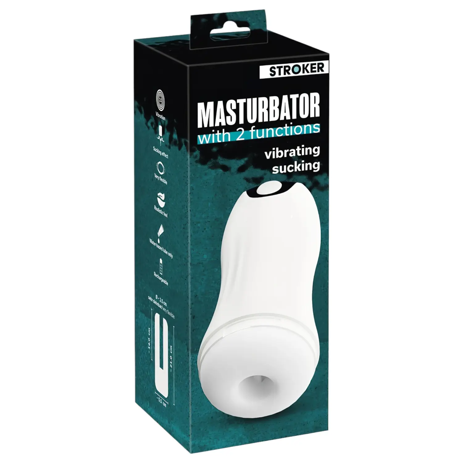 STROKER - akumulátorový, sáním‑vibrační masturbátor (bílý)