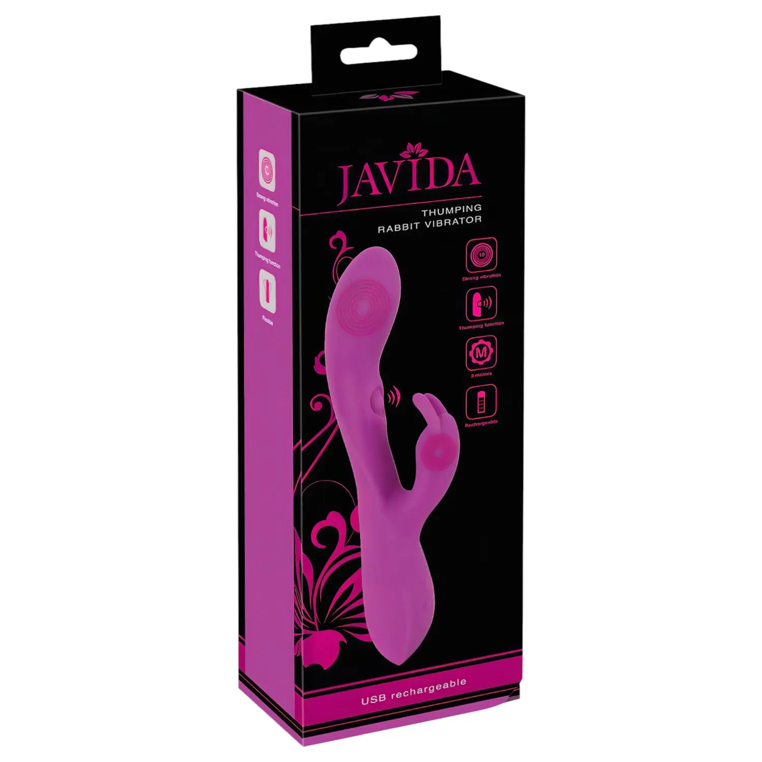 Javida - vibrátor s králičím ramenem - 3 motory - fialový