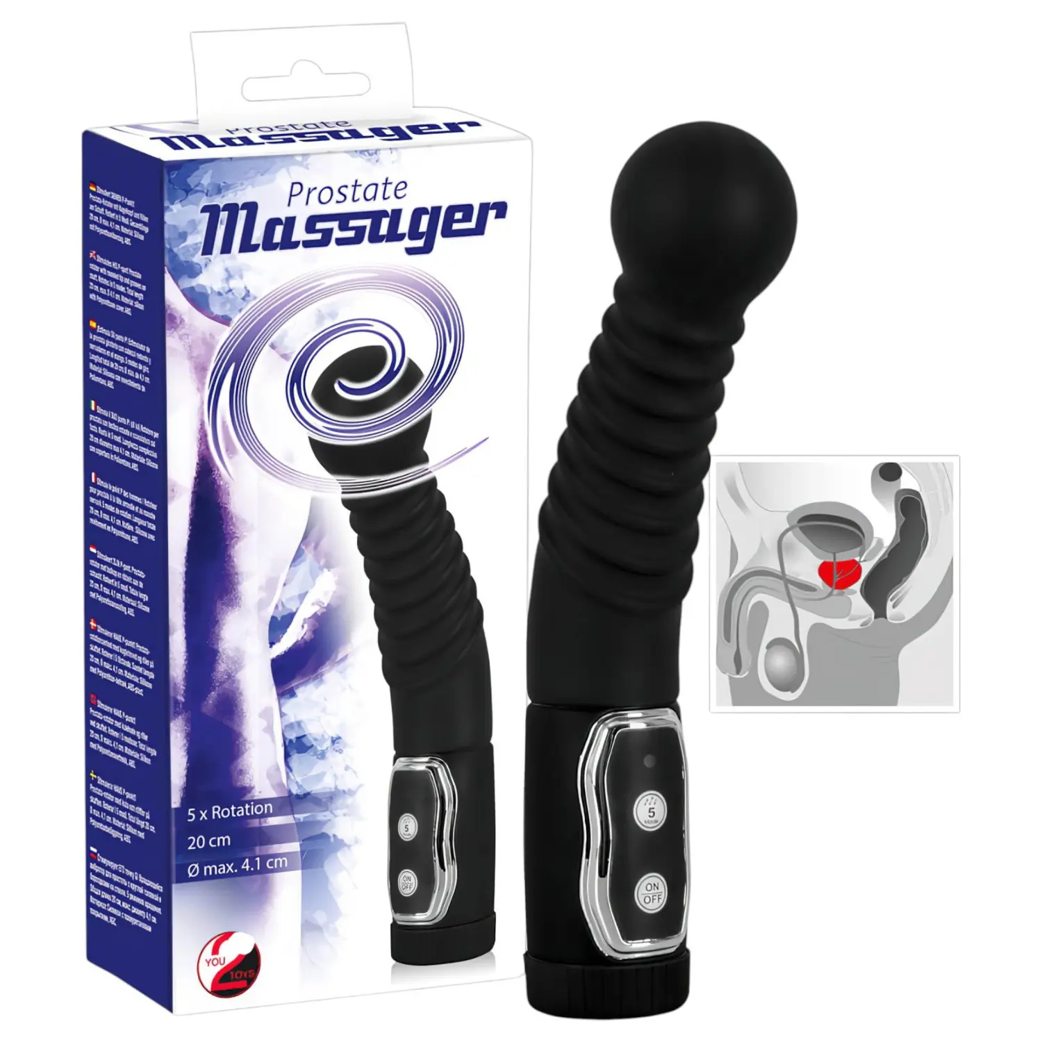 You2Toys - vibrátor na prostatu - rotační masáž - černý