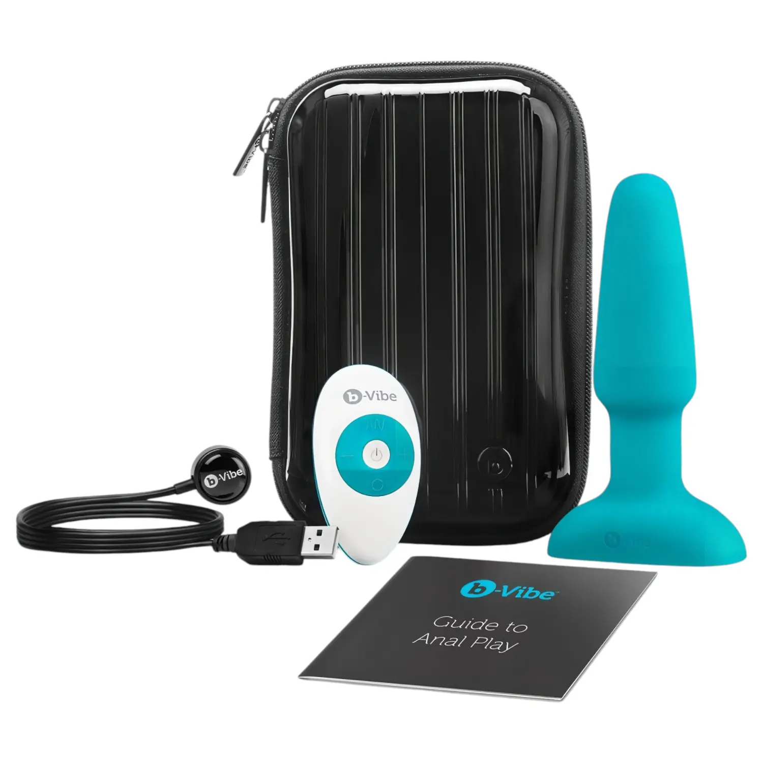 b-Vibe - anální vibrátor s rotujícími perlami - dobíjecí - tyrkysový
