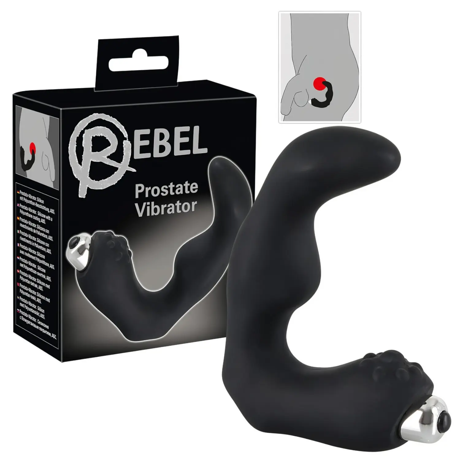Rebel - vibrátor na prostatu s ohybem - černý