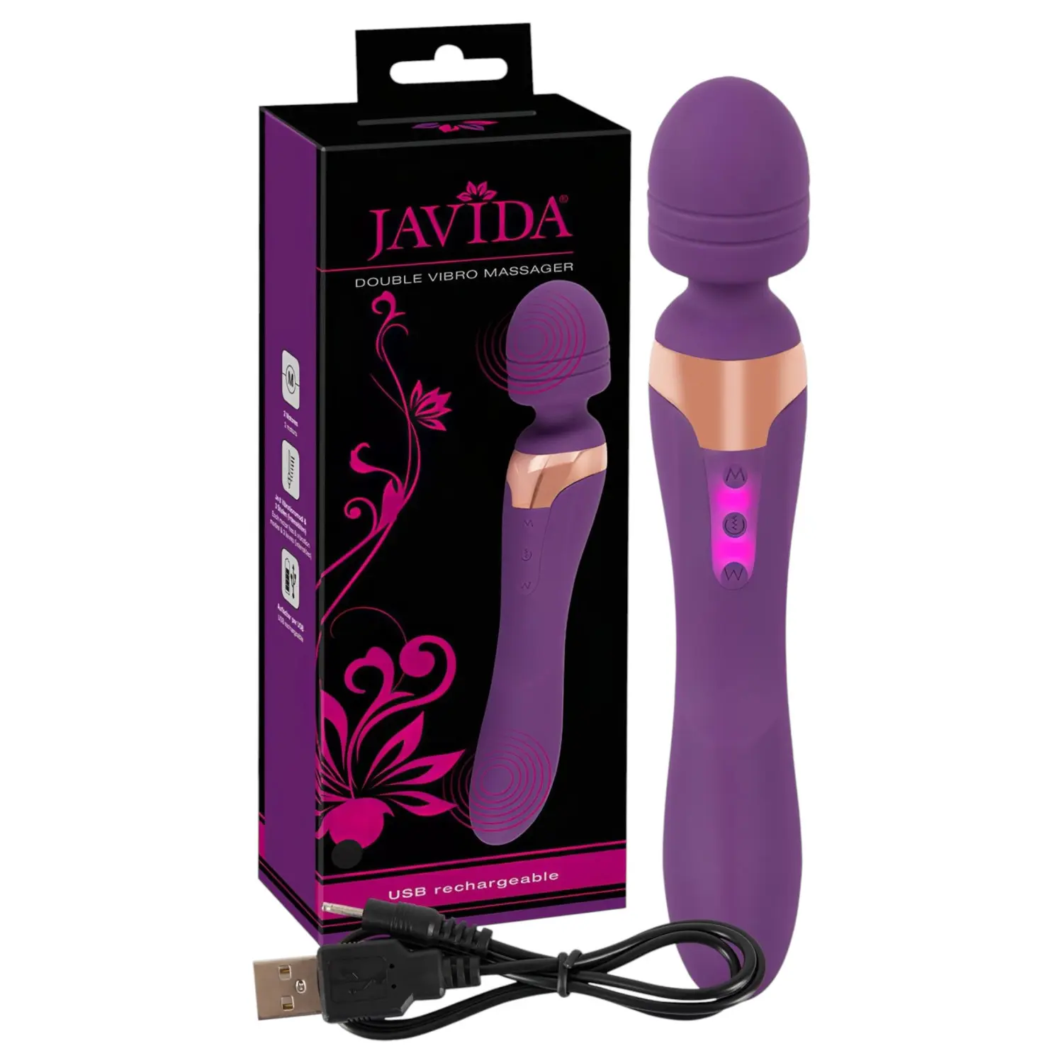 Javida Double - masážní vibrátor - dvojitý - fialový