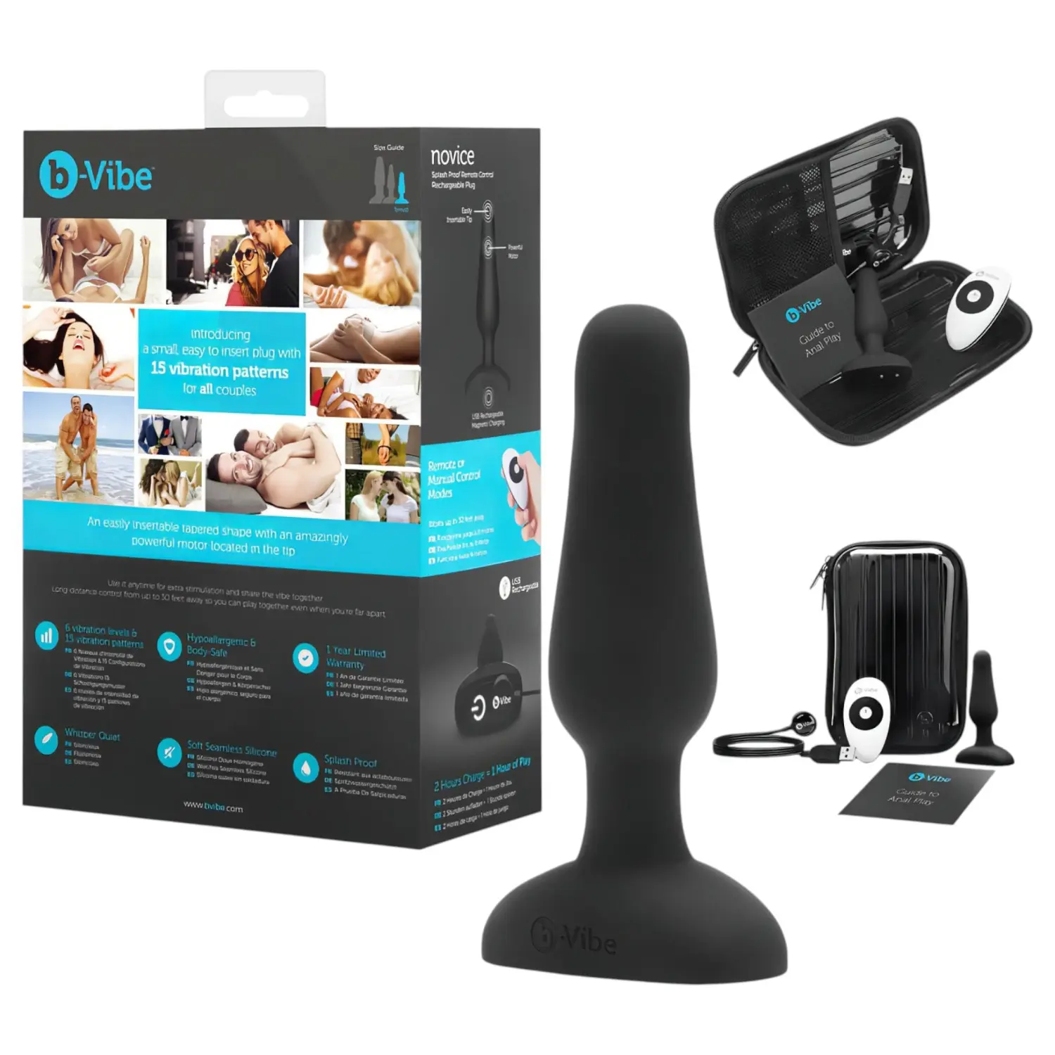 b-Vibe Novice - anální vibrátor pro začátečníky - černý