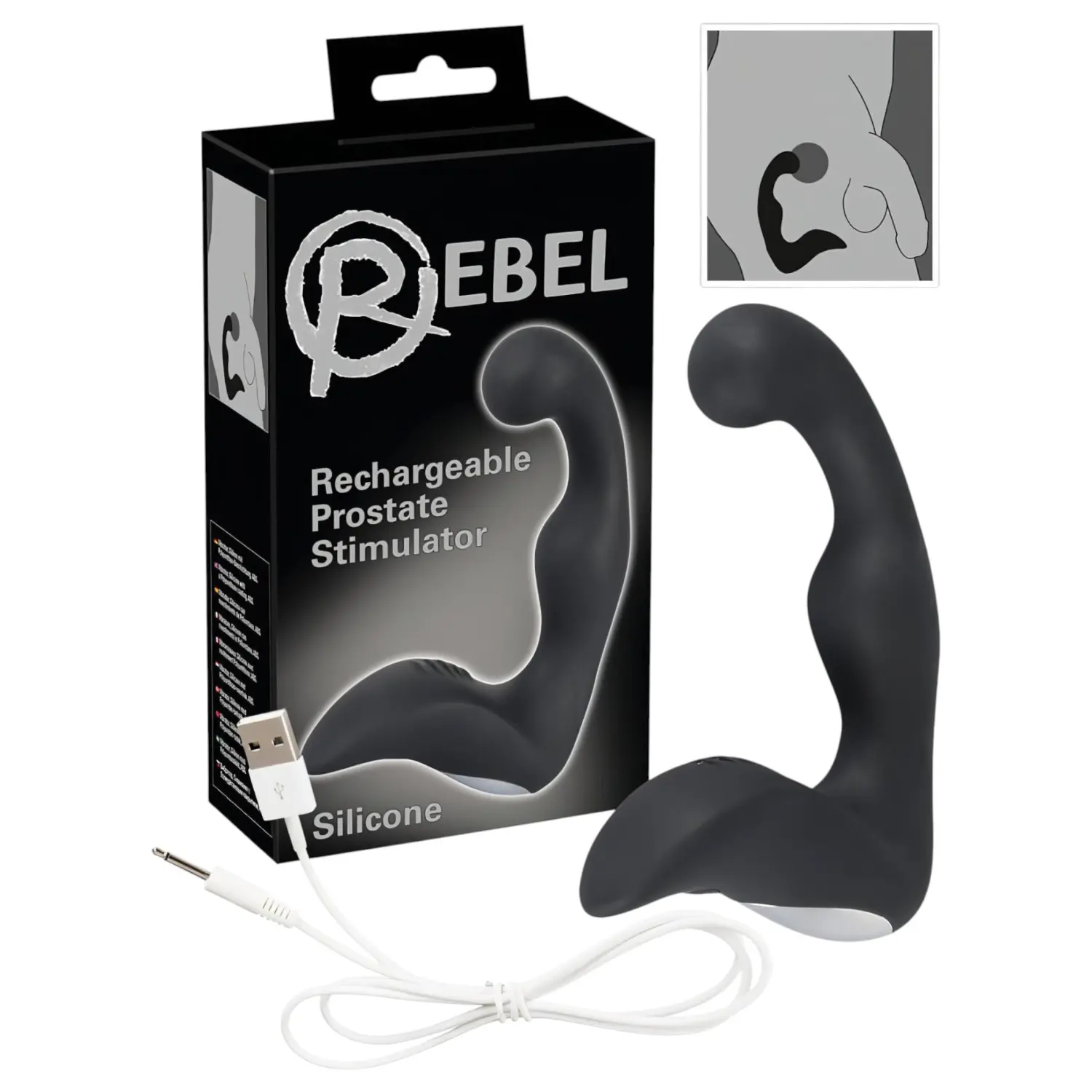 Rebel - vibrační stimulátor prostaty - dobíjecí - černý