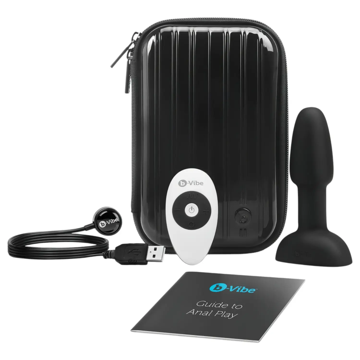 b-Vibe Rimming - anální vibrátor s rotujícími kuličkami - černý