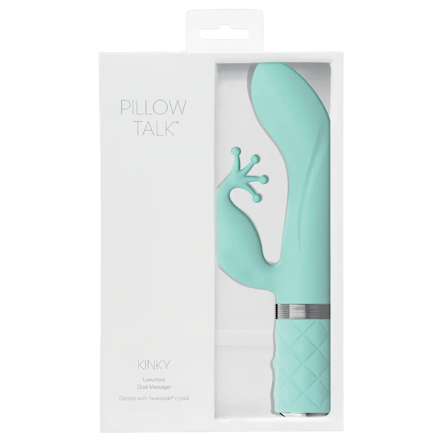 Pillow Talk Kinky - akumulátorový, dvoumotorový vibrátor na bod G (tyrkysový)