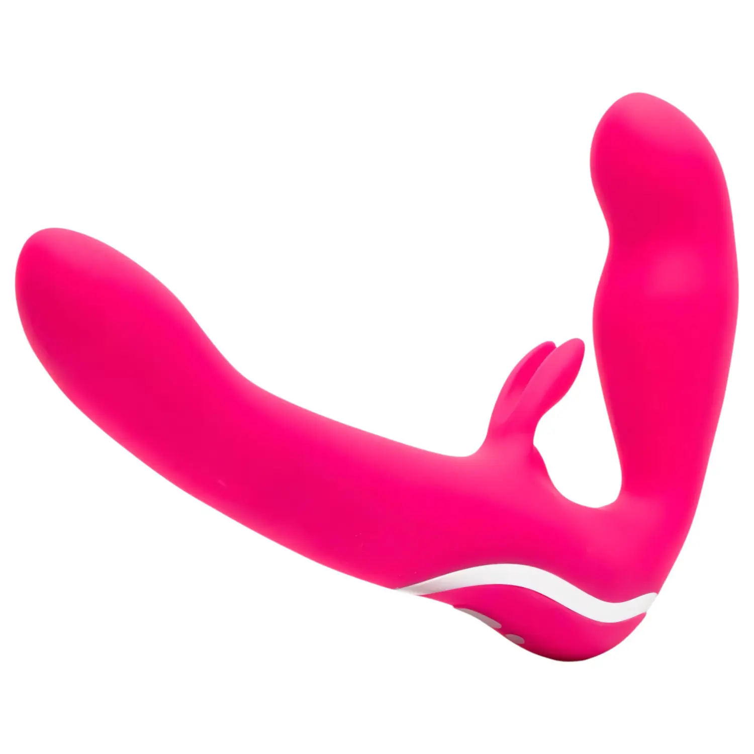 Happyrabbit - strapless vibrátor pro páry - silikon růžový