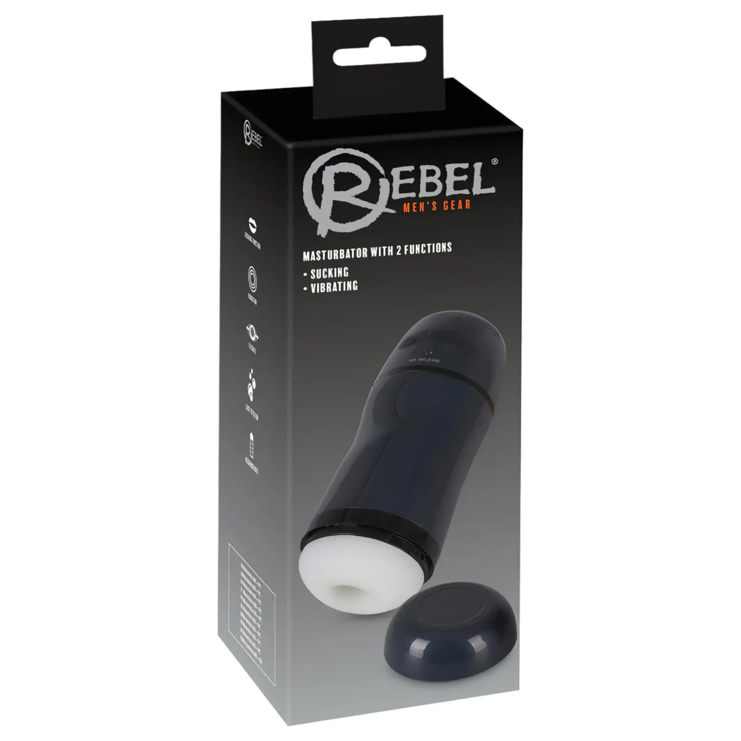 Rebel - masturbátor 2v1 sání a vibrace - černý