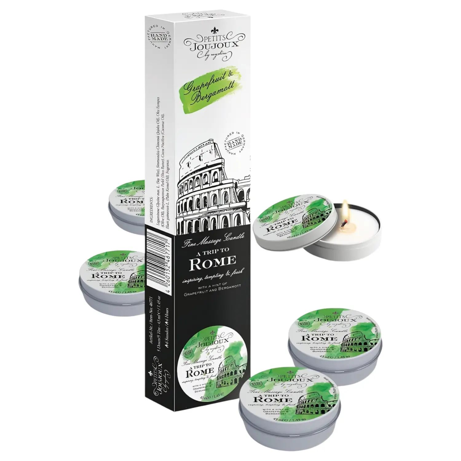 Petits Joujoux - masážní svíčka - grapefruit bergamot - sada 5x43 ml
