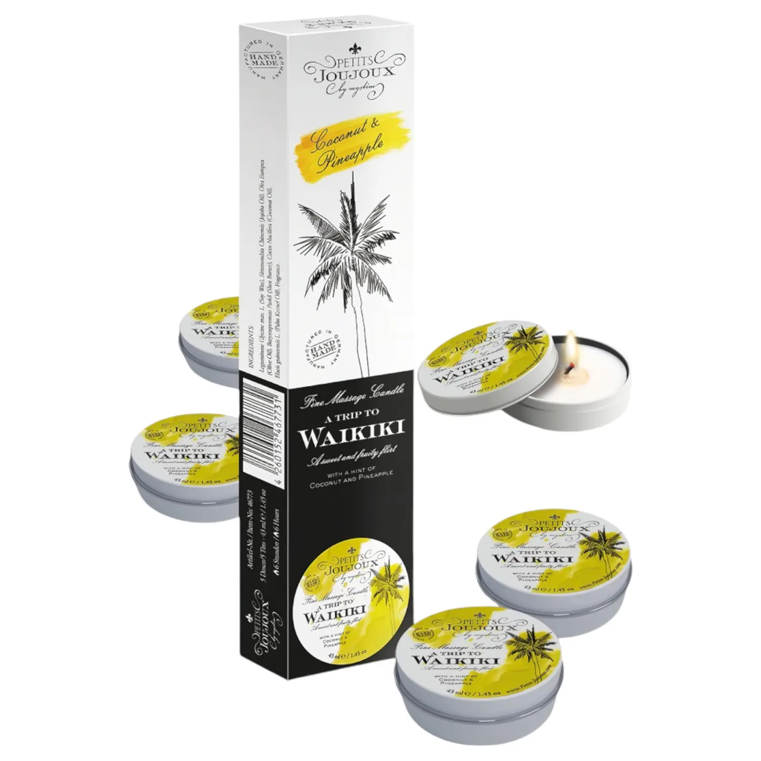 Petits Joujoux - masážní svíčka - kokos ananas - sada 5x43 ml