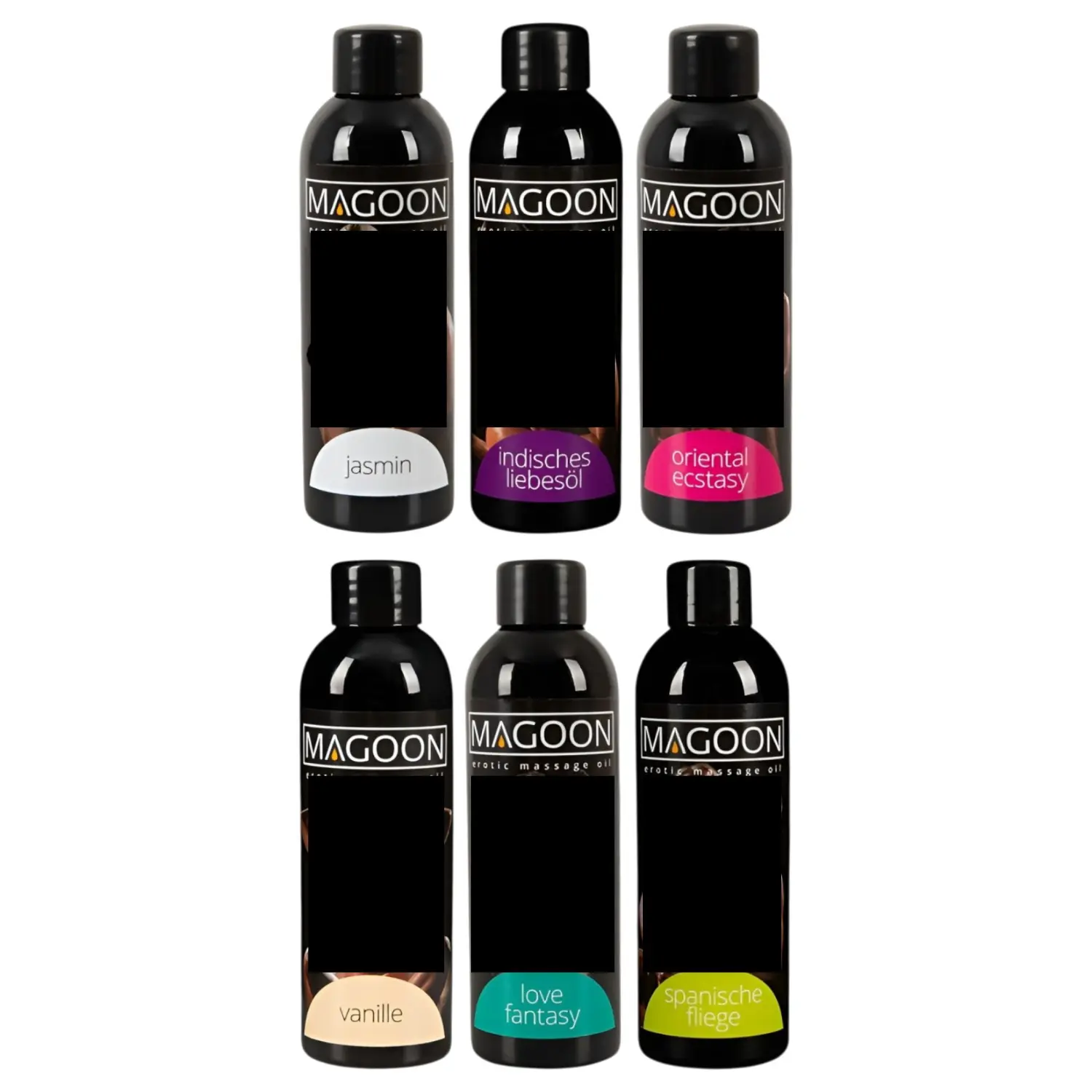 Sada masážních olejů Magoon (6 ks × 100 ml)