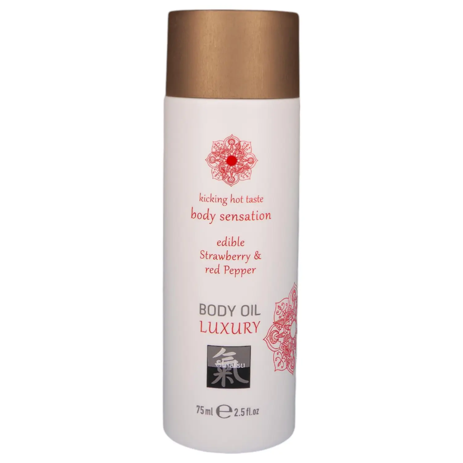 HOT - Shiatsu Luxury - jedlý masážní olej - jahoda-červené víno (75 ml)