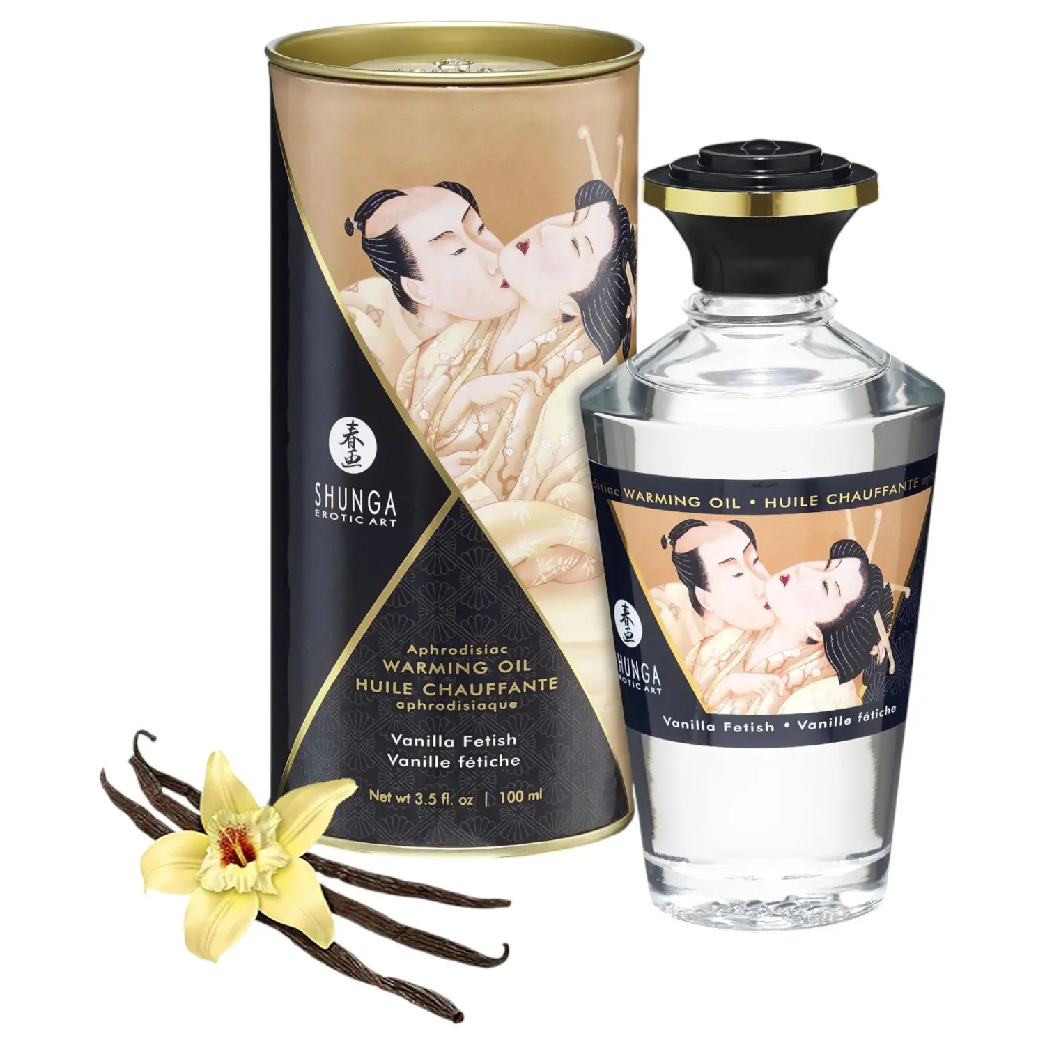 Shunga - masážní olej s hřejivým efektem - vanilka - 100 ml