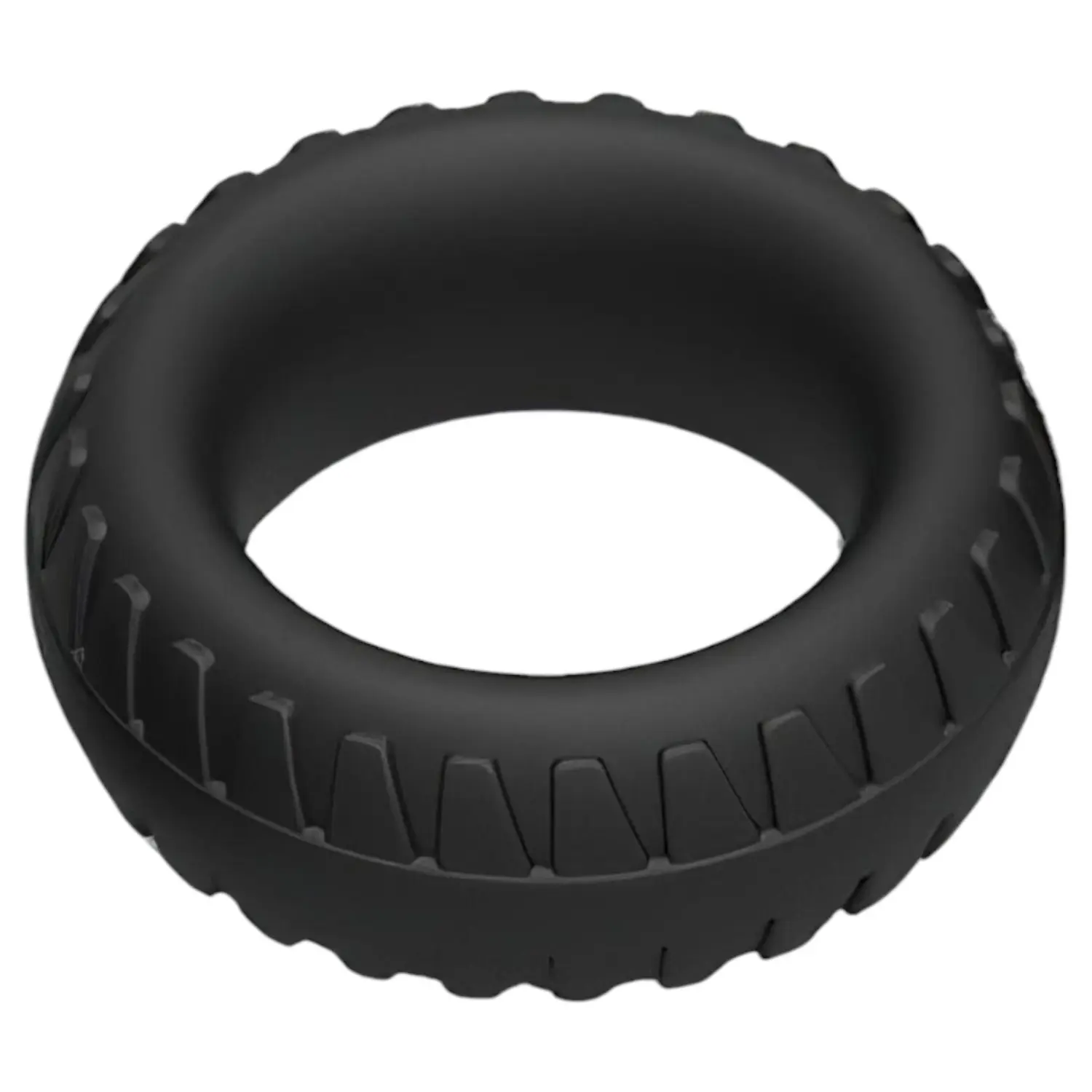 Pulselock Forge - silikonový penisový kroužek se vzorem dezénu pneumatiky (černý) - 30 mm