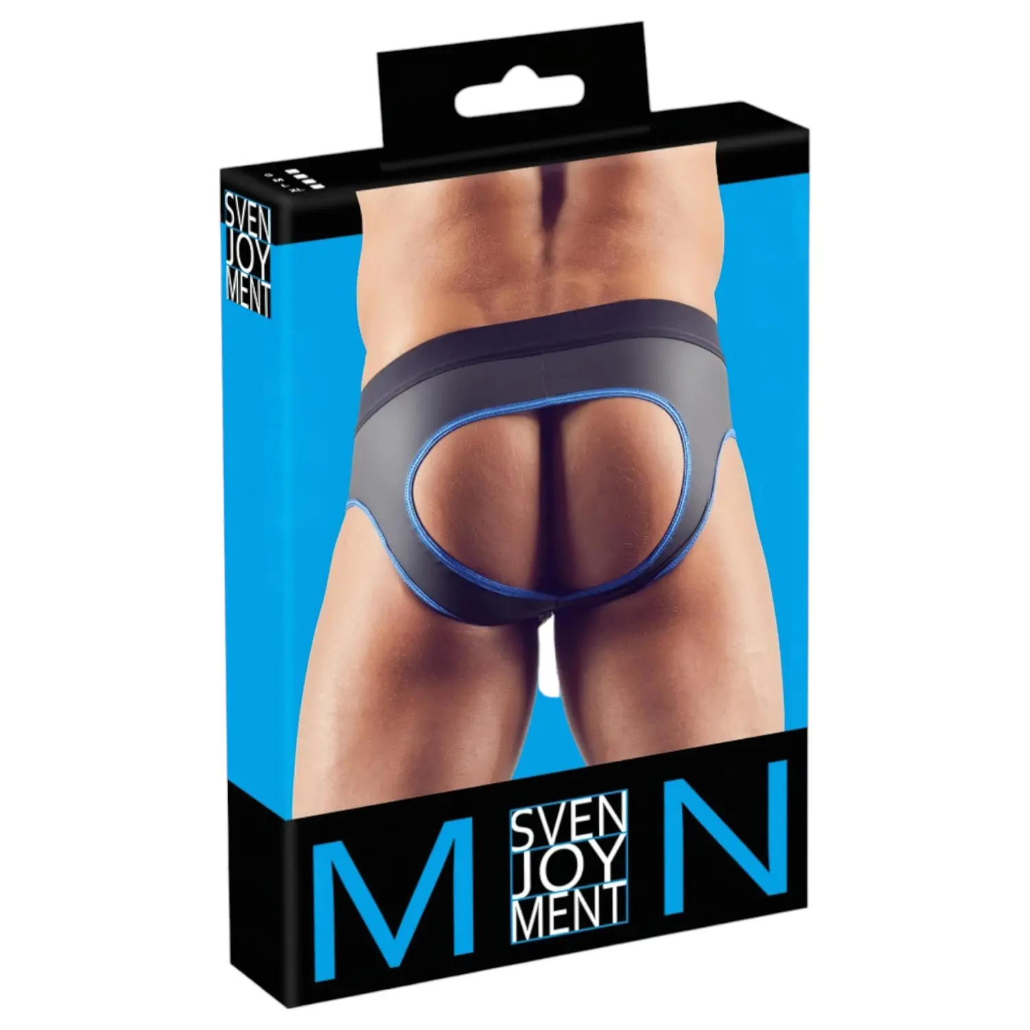 Svenjoyment Pánské jocky na zip neoprenového vzhledu s otevřeným zadečkem a modrým lemováním -