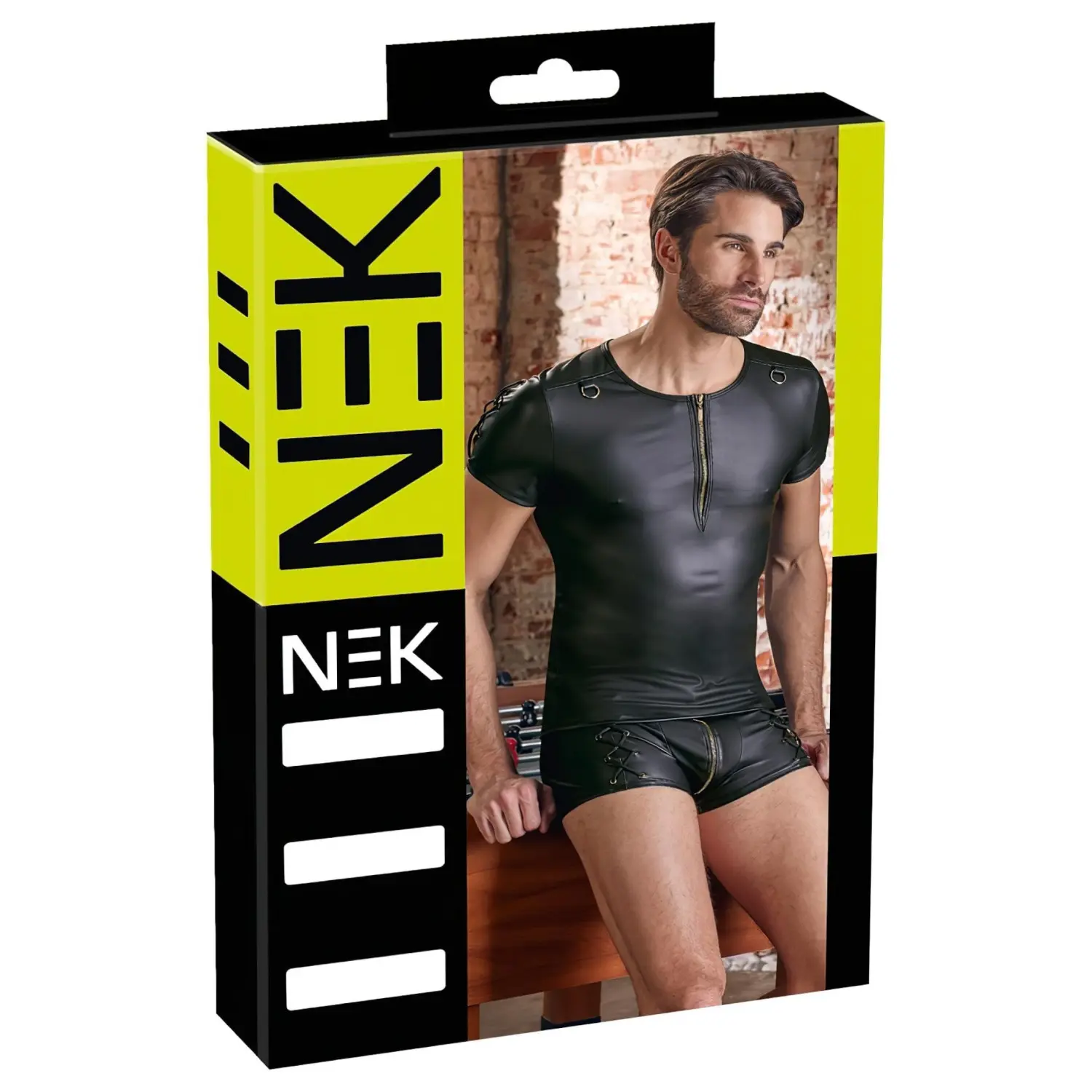 NEK - pánské tričko s matným efektem, s krátkým rukávem (černé) -
