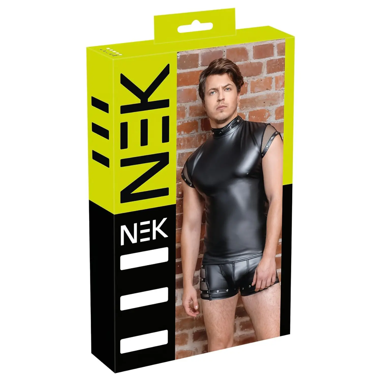 NEK - pánovaný, síťový vložený pánský top (černý)