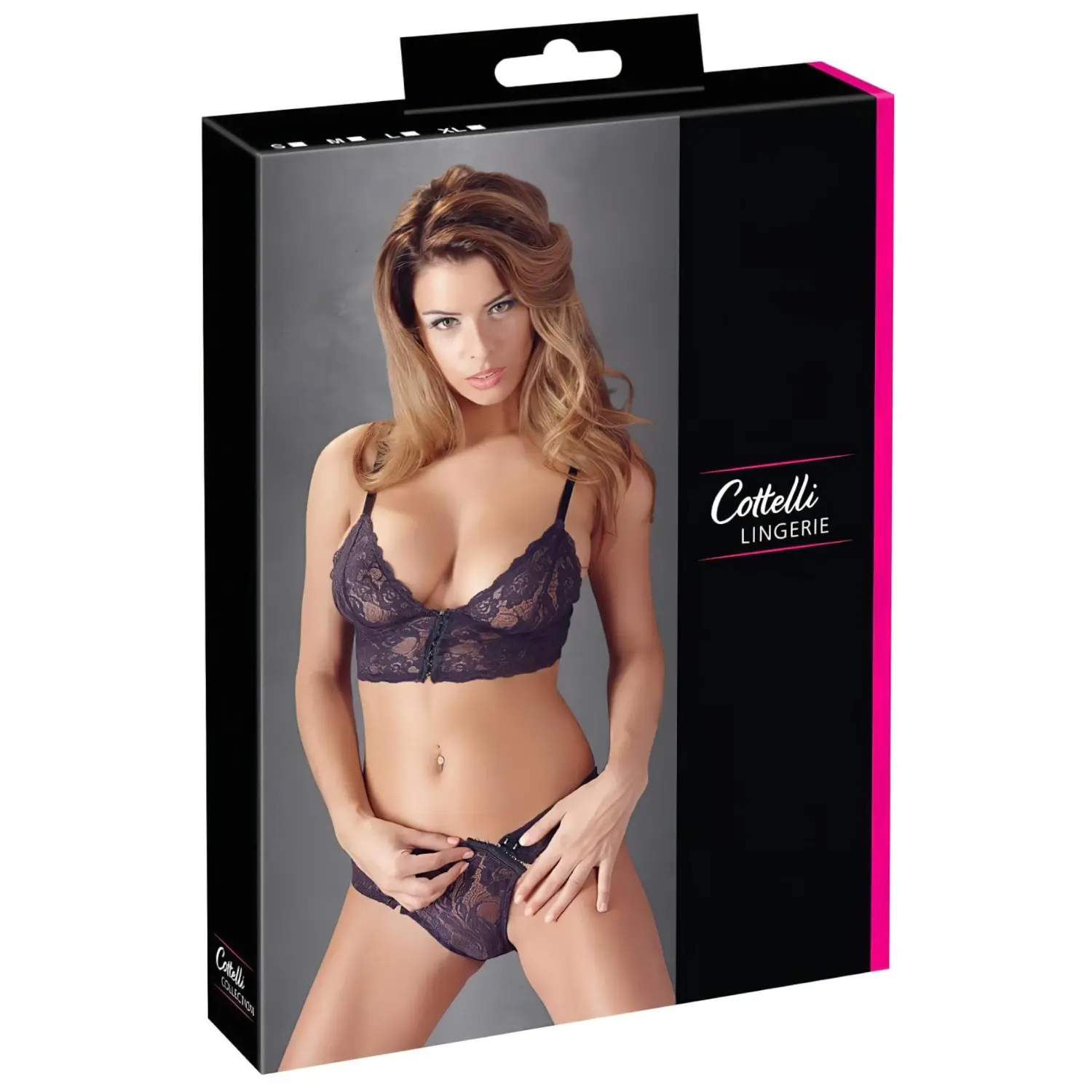 Cottelli - krajková podprsenka set s květinovým vzorem - fialová