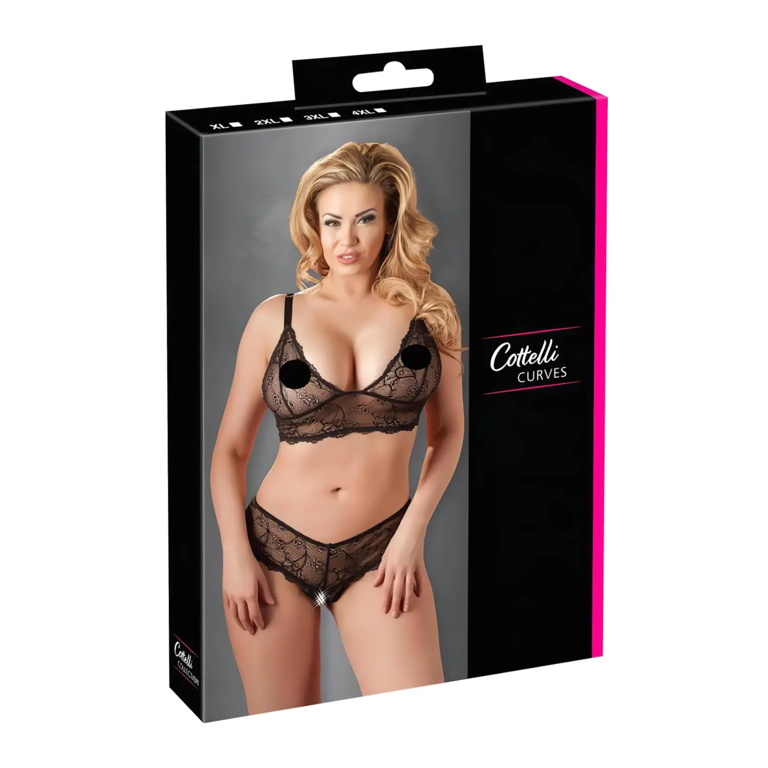 Cottelli Plus Size - krajková podprsenka set - černá -