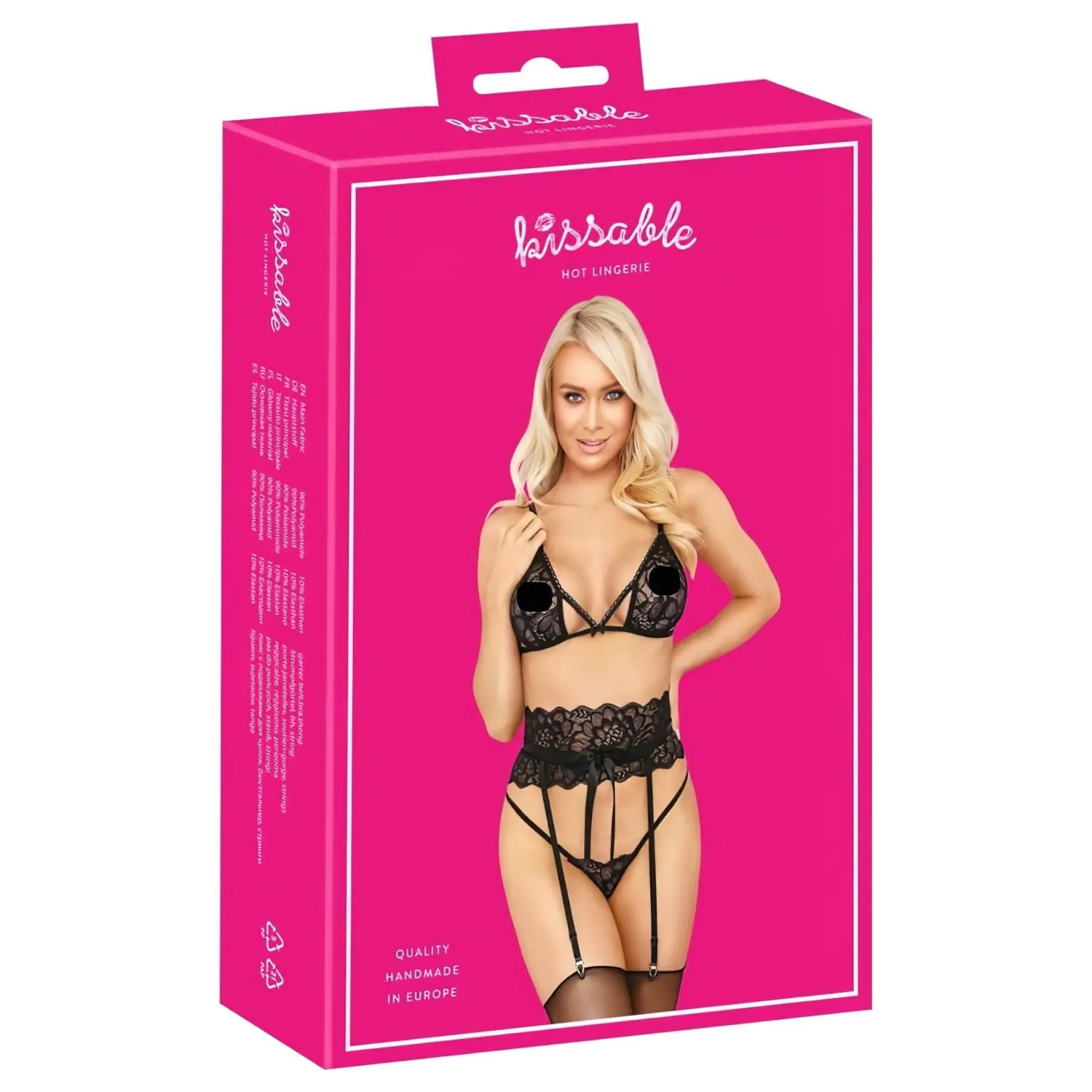 Kissable - Set s páskovou podprsenkou (černá)
