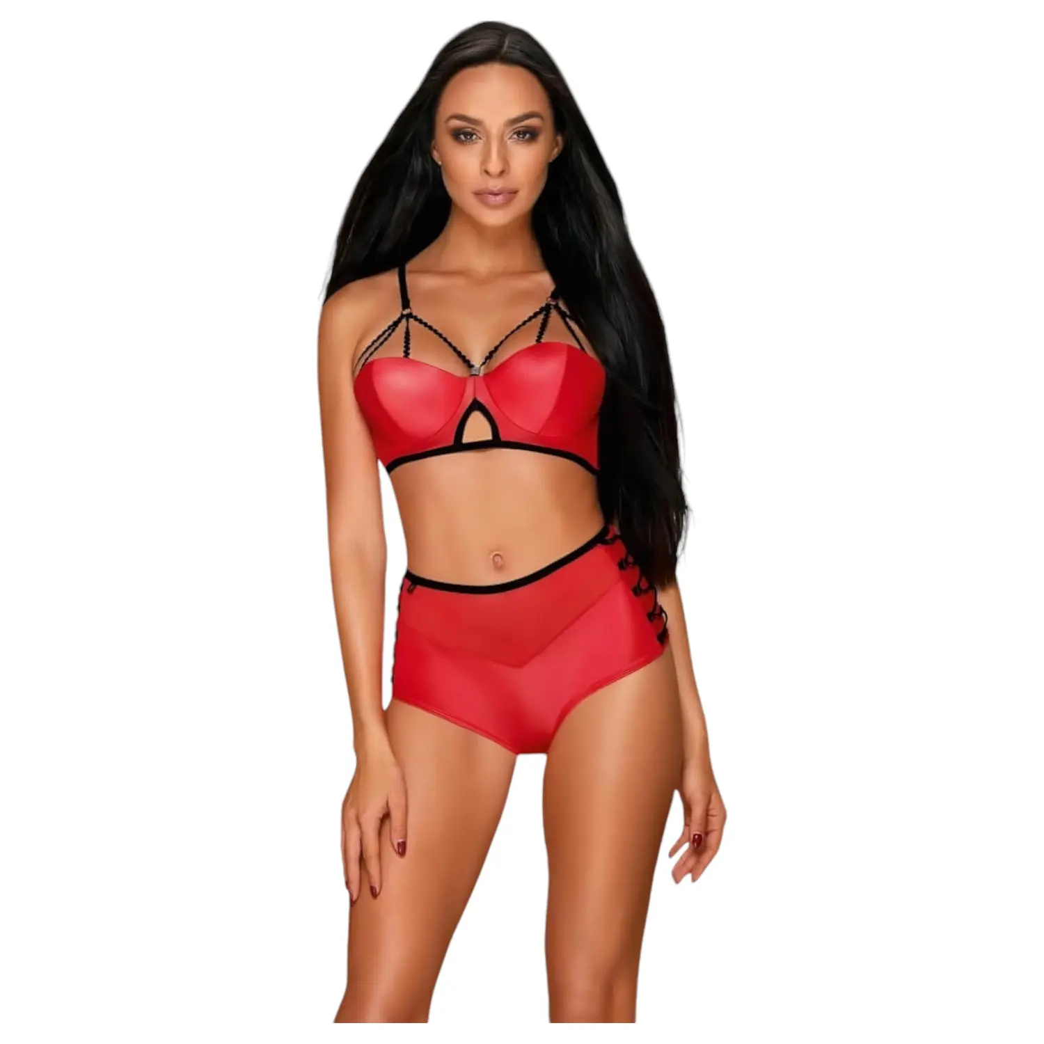 Ohnivý set Leatheria set red - Obsessive červená S/M
