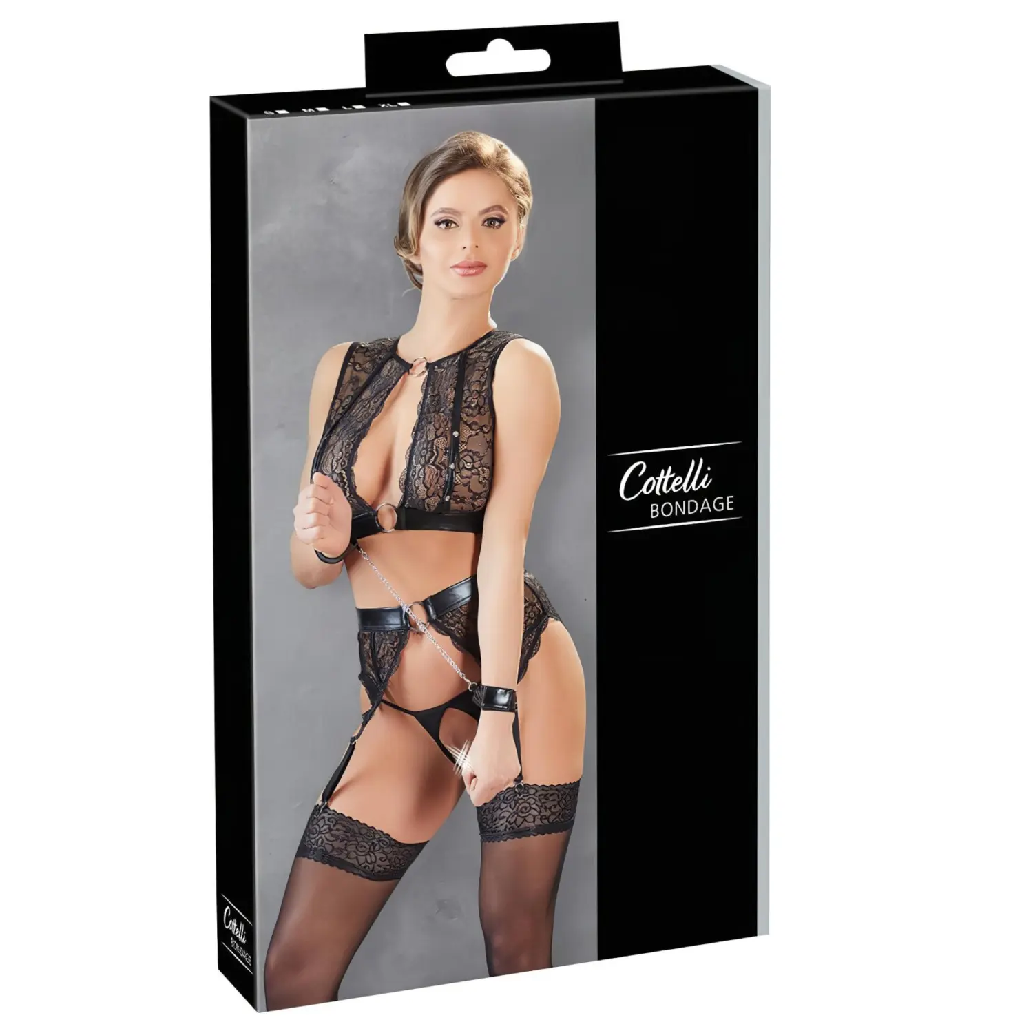 Cottelli Bondage - krajková sada spodního prádla - 4dílná