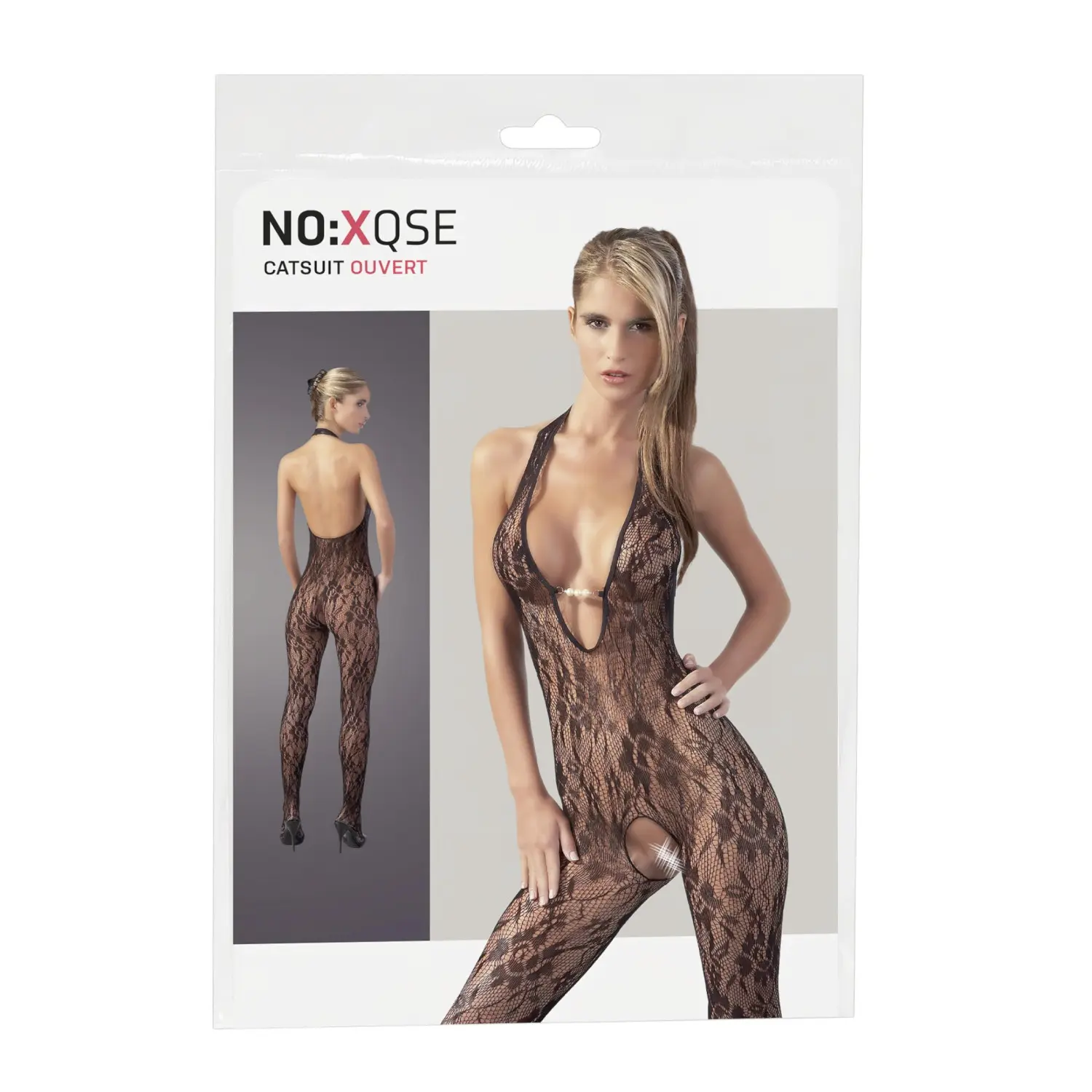 NO:XQSE - krajkový overal - perlová ozdoba - L/XL