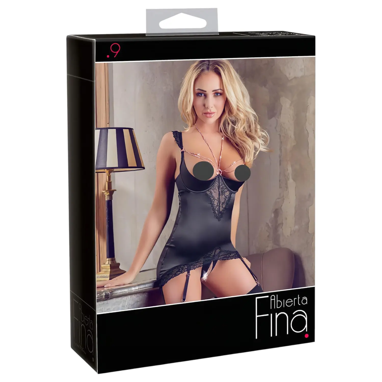 Abierta Fina - třpytivý řetízkový top a tanga (černá) - 85B/L