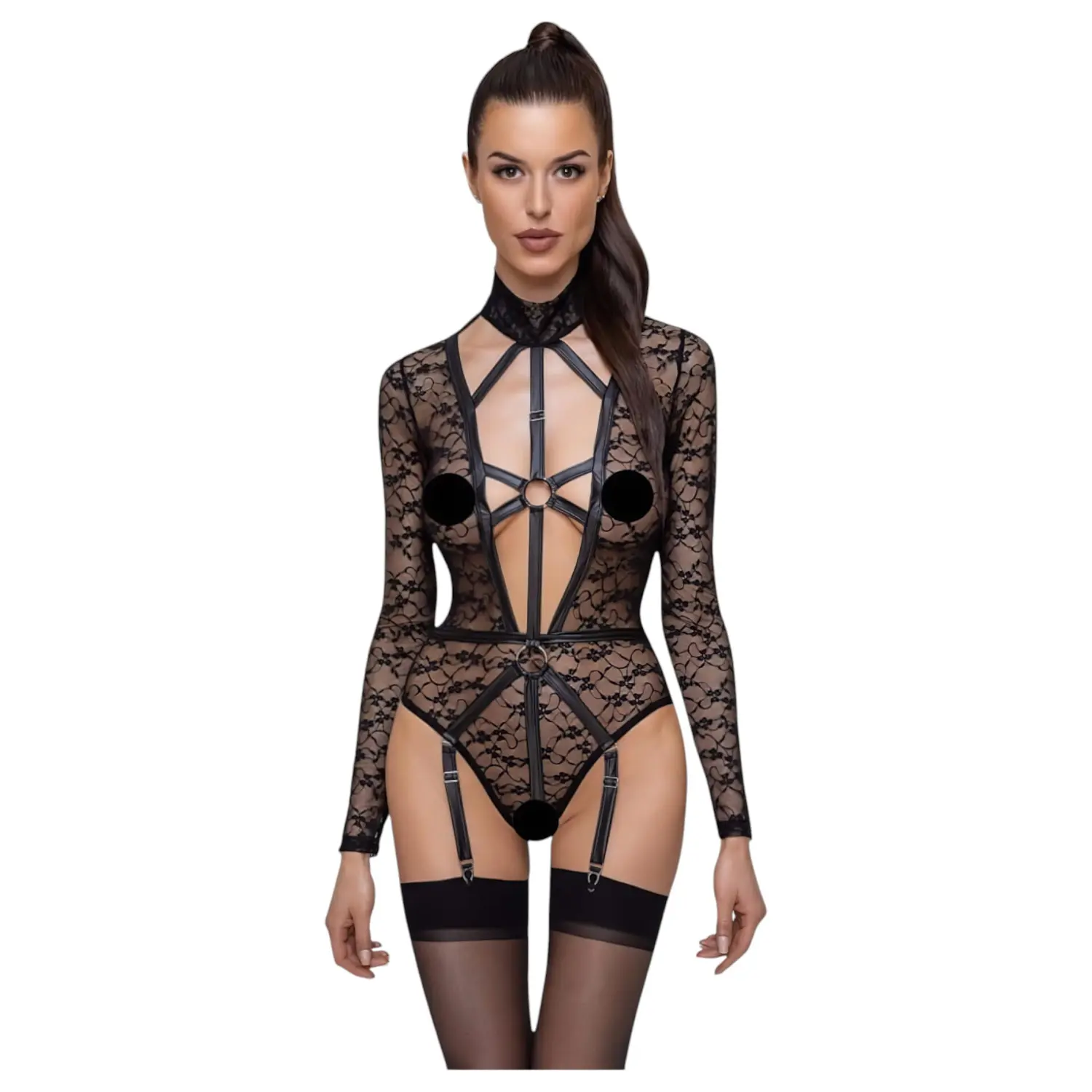 Cottelli - průhledné body s ramínky - černé