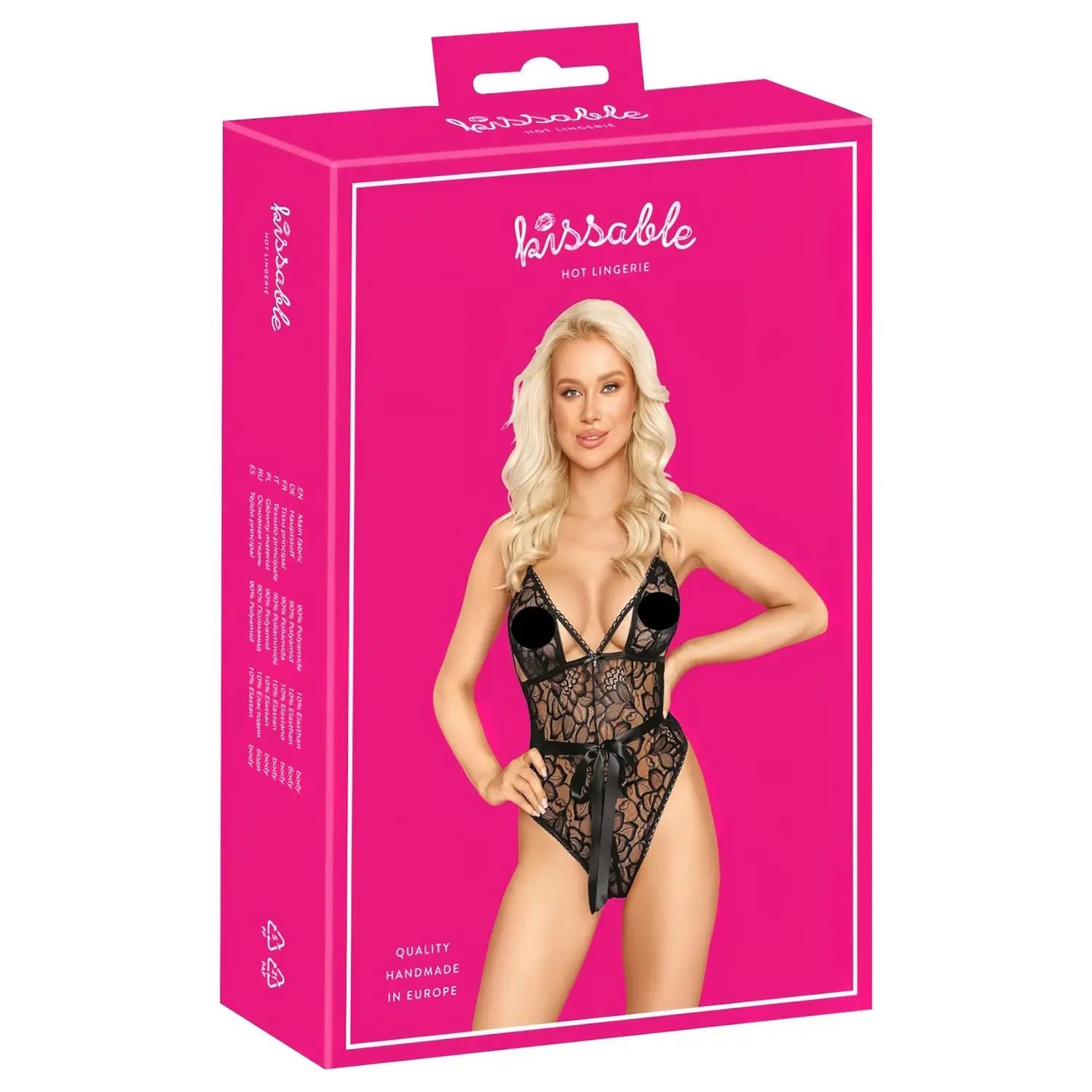 Kissable - krajkový body (černý)