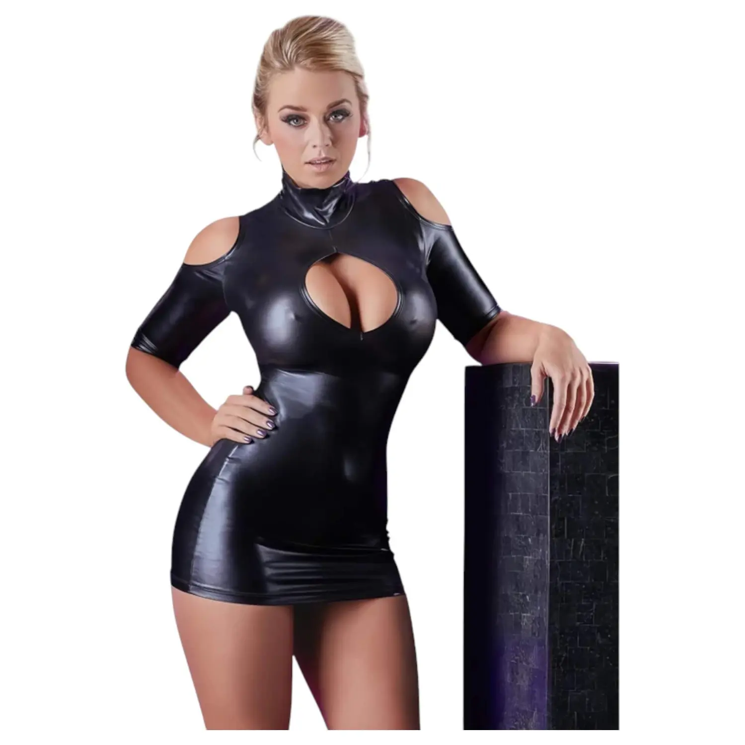 Cottelli - sexy mini šaty s odkrytými rameny - černé -