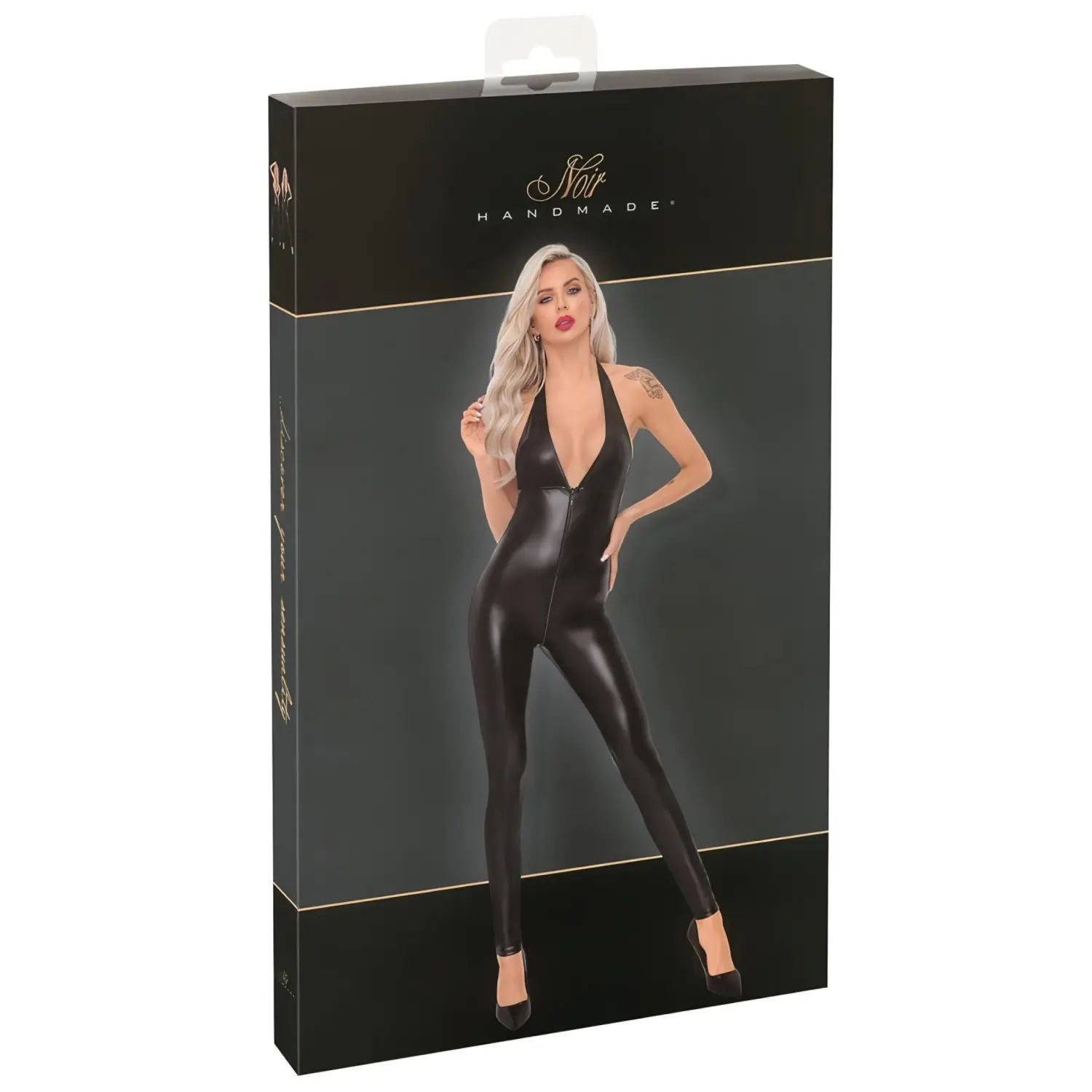 Noir - černý overal s halter výstřihem - XL