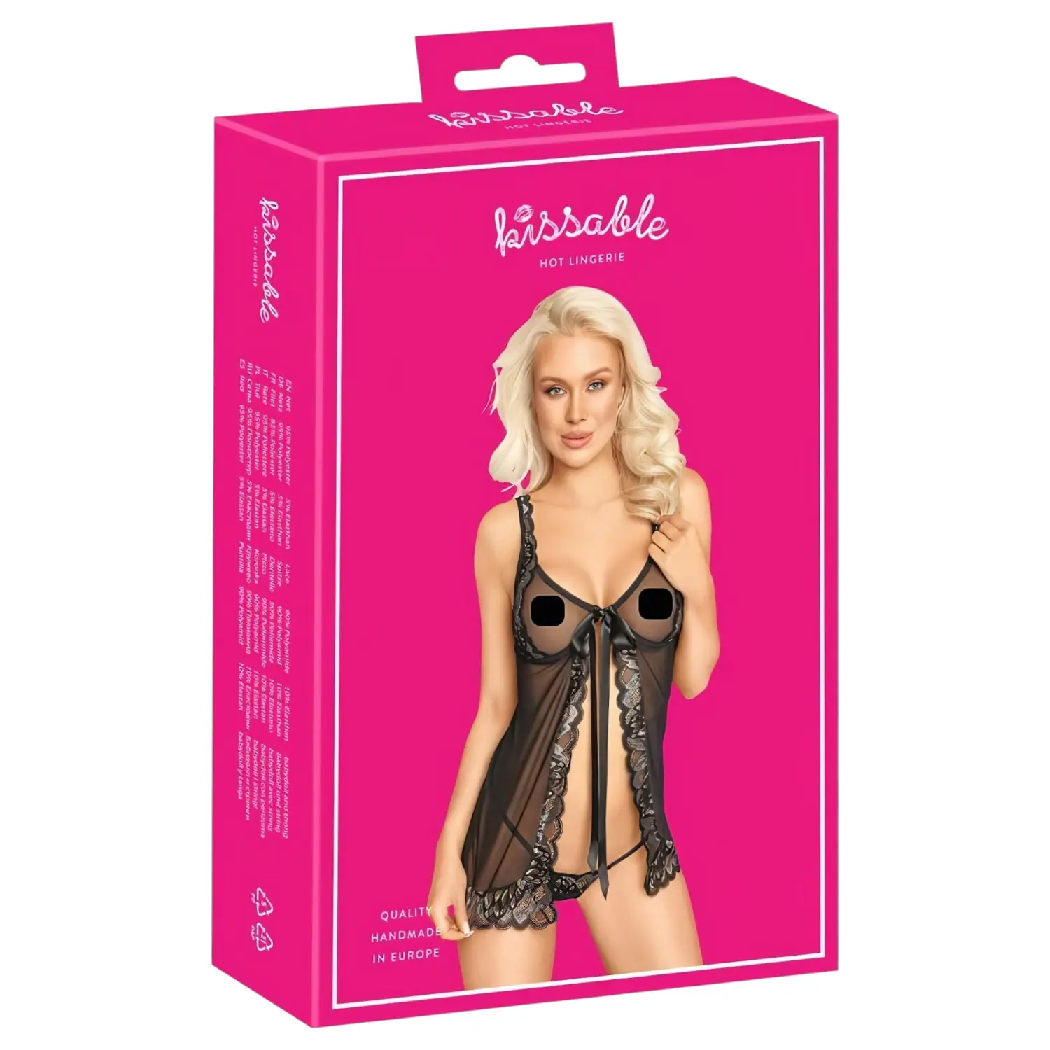 Polibek - otevřený babydoll (černý)