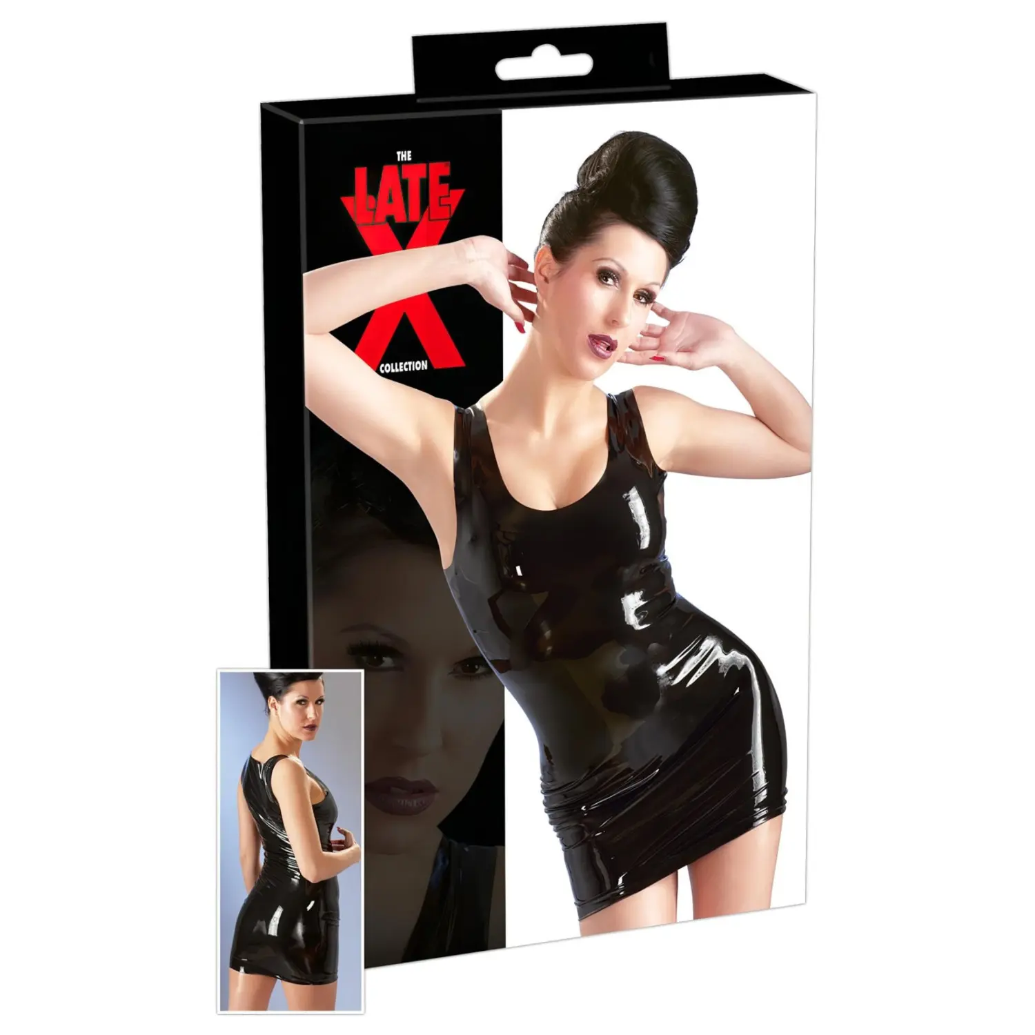 LATE X Latexové minišaty LATE X, černé, M