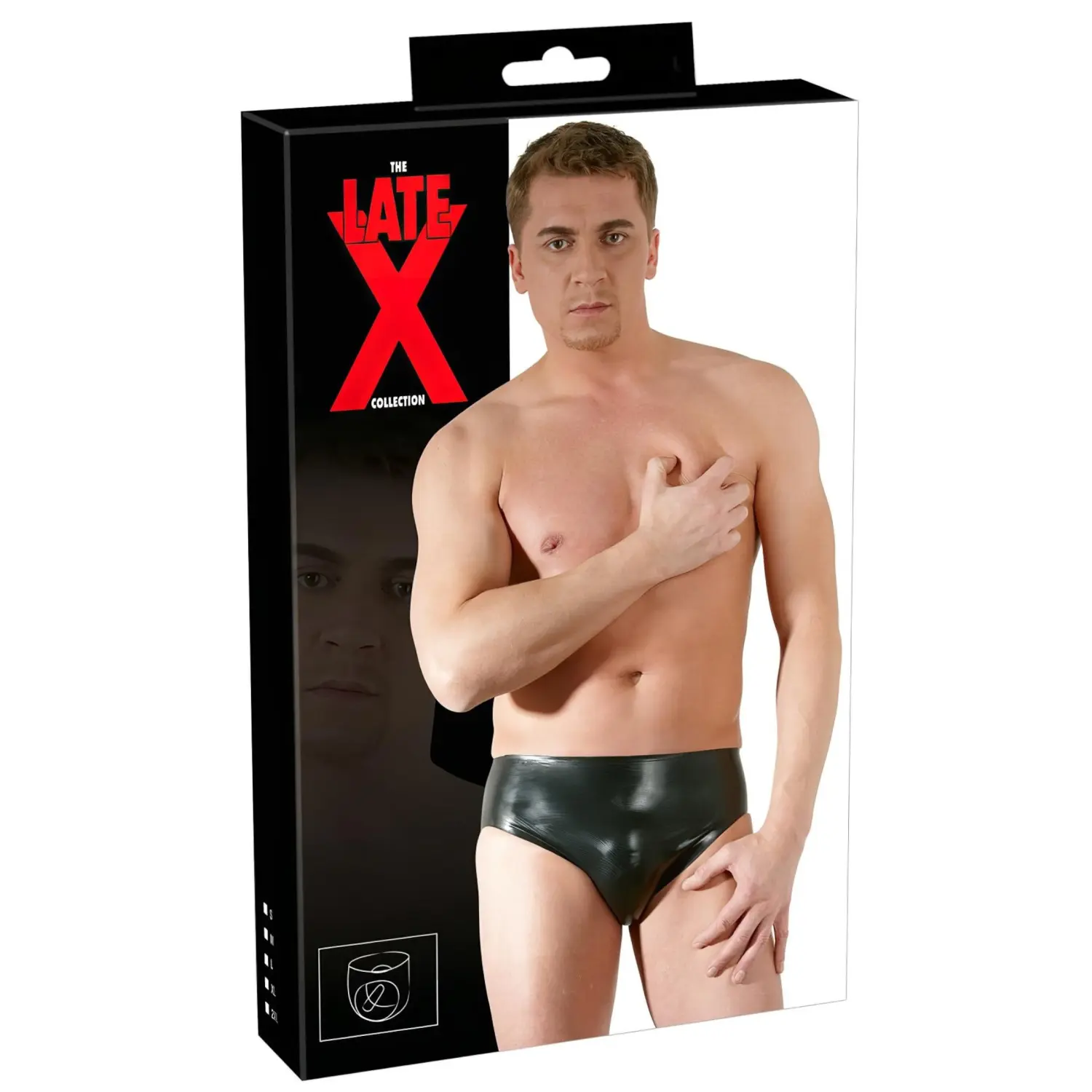 Latexové pánské spodní prádlo s vnitřním análním dildem ve tvaru penisu (černé) -