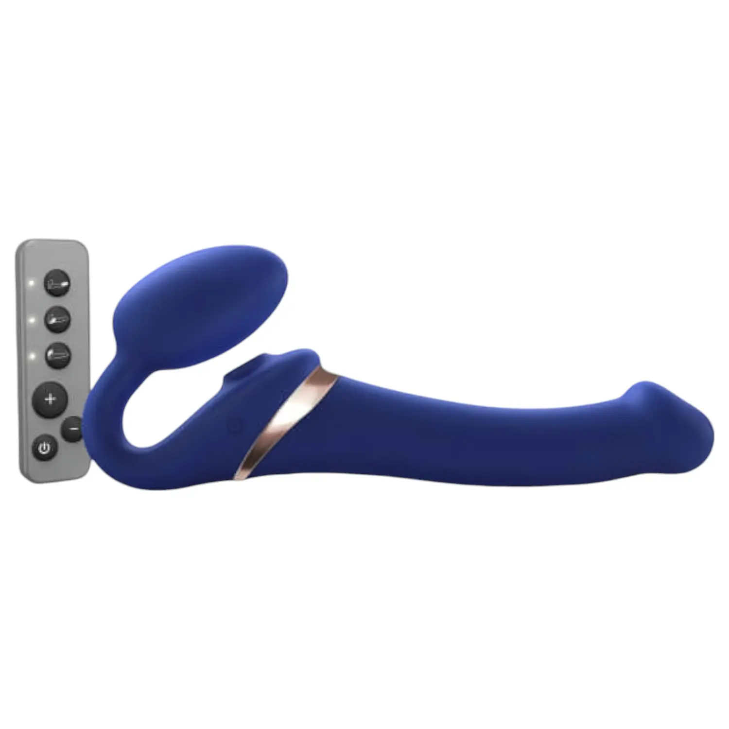 Strap-on-me - připínací vibrátor s tlakovými vlnami - modrý, velikost M