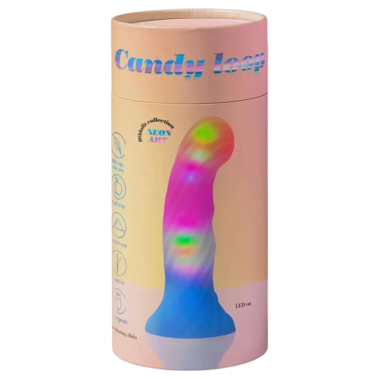Love to Love Candy Loop - svítící silikonové dildo s LED (růžovo-modré) - 16,9 cm