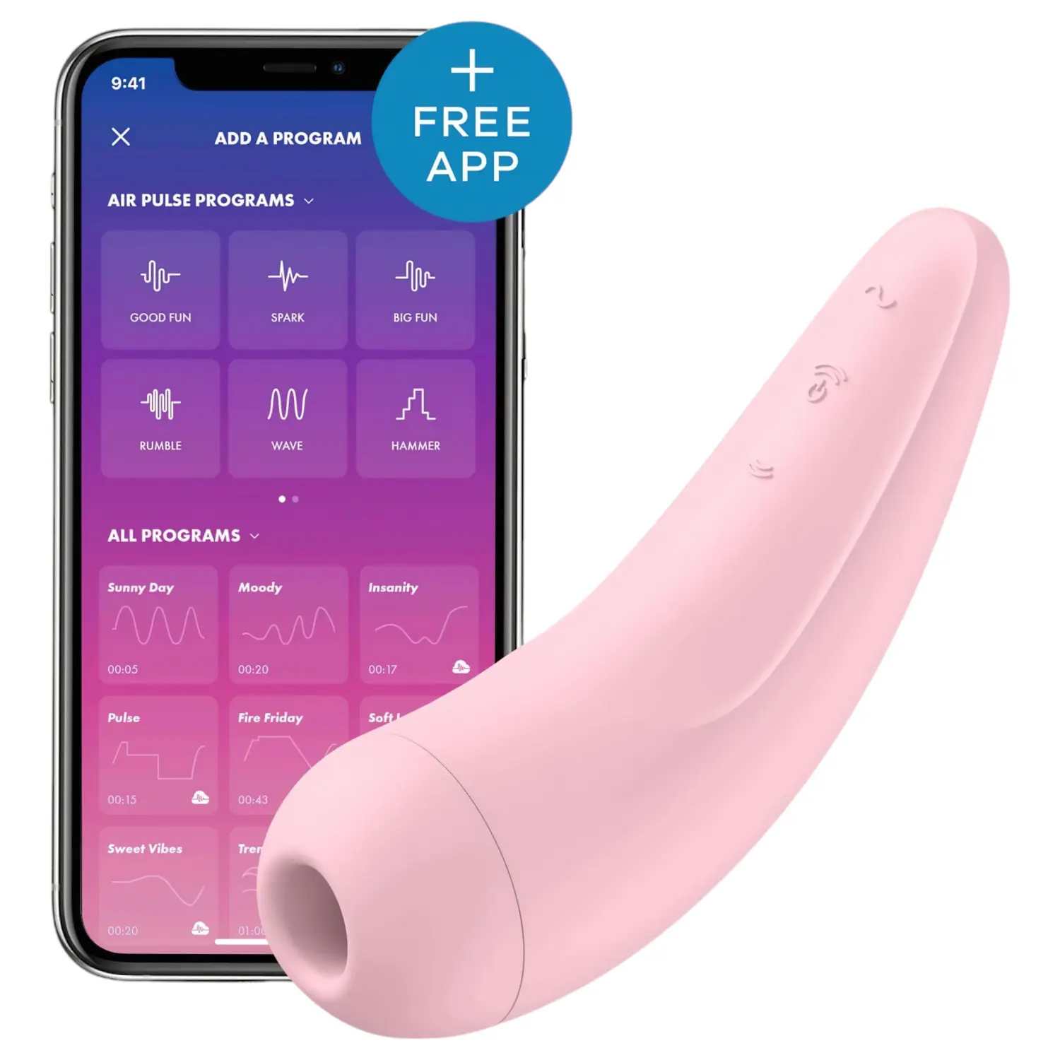 Satisfyer Curvy 2+ - Aplikací řízený stimulátor klitorisu s tlakovými vlnami (růžový)