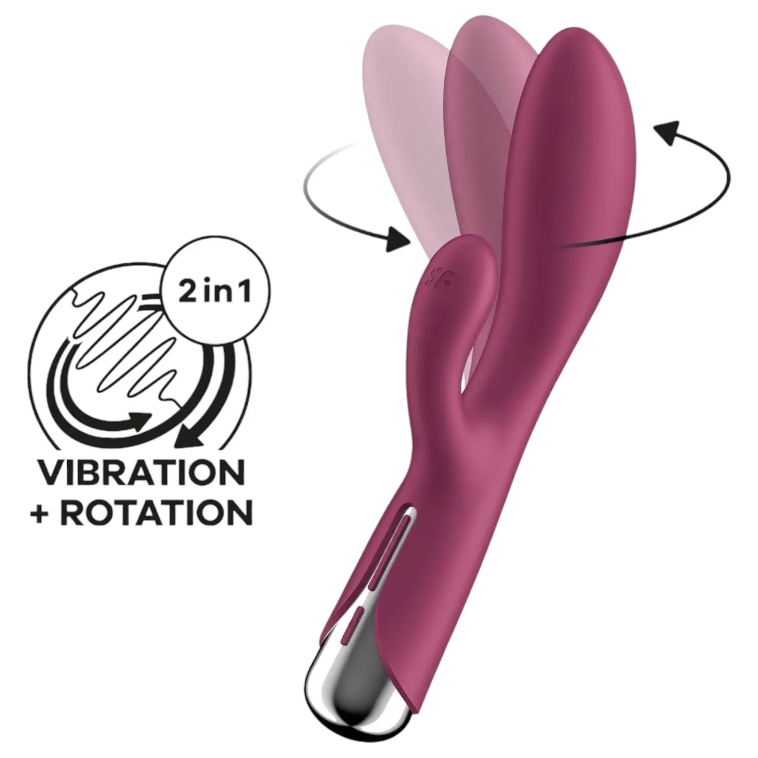 Satisfyer Spinning Rabbit 1 - rotační vibrátor s pohyblivým klitorálním ramenem (červený)