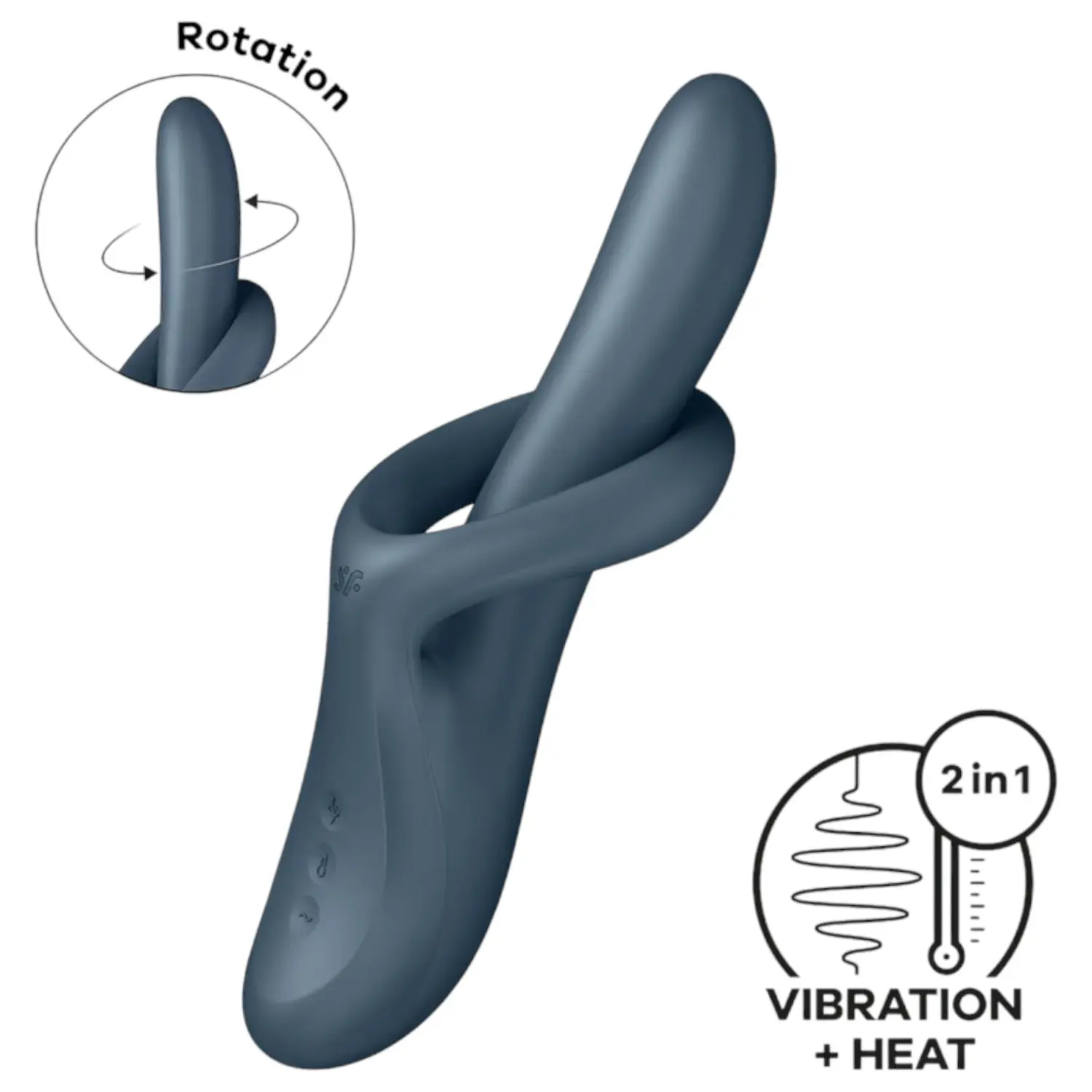 Satisfyer Heat Flex 4 - hřejivý vibrátor s klitoriálním ramenem (šedý)