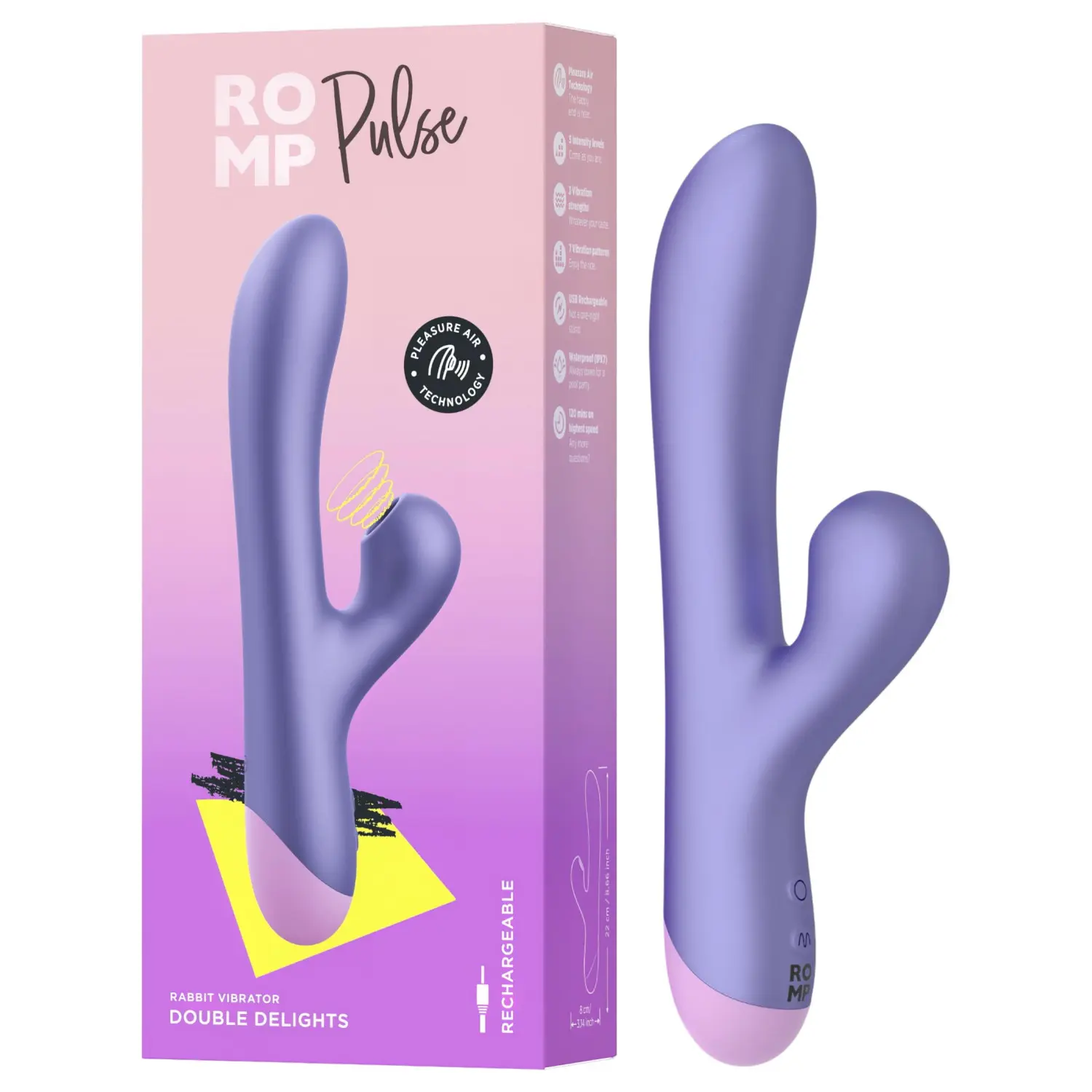 ROMP Pulse - vibrátor na G-bod s tlakovou stimulací klitorisu - fialová