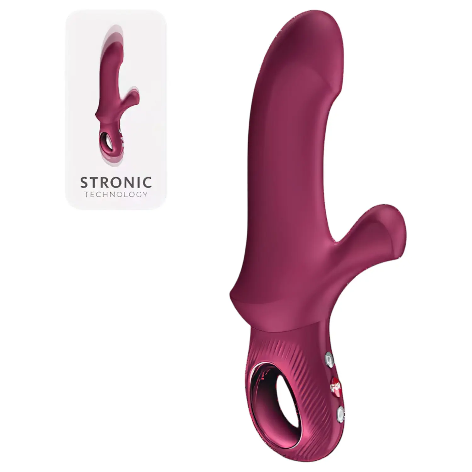 Fun Factory Bi Stronic Curve - přirážecí vibrátor s klitorálním ramenem (červený)