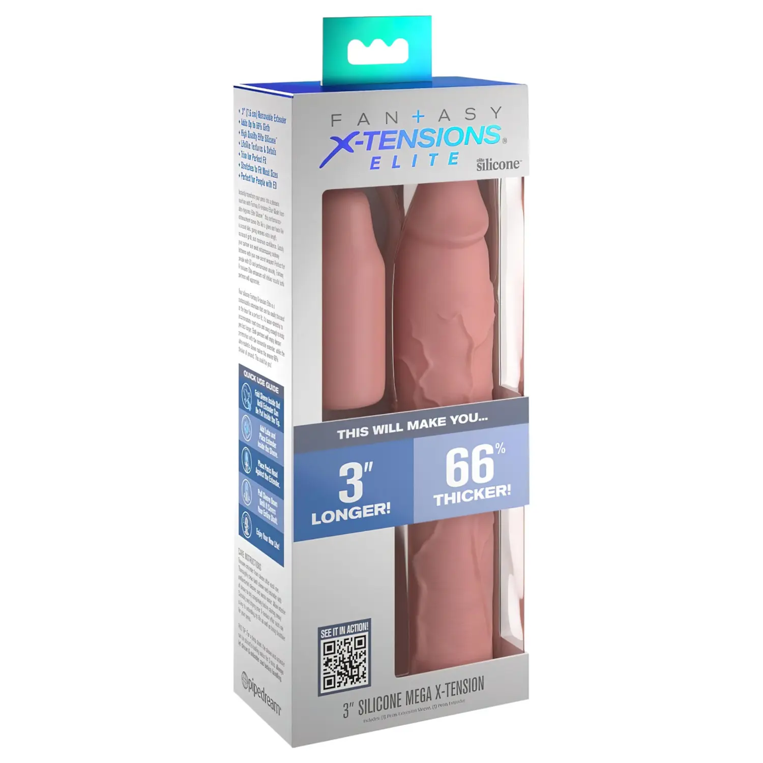 Pipedream - X-TENSION Elite 3 - nastavitelný návlek na penis (přírodní/barva těla)