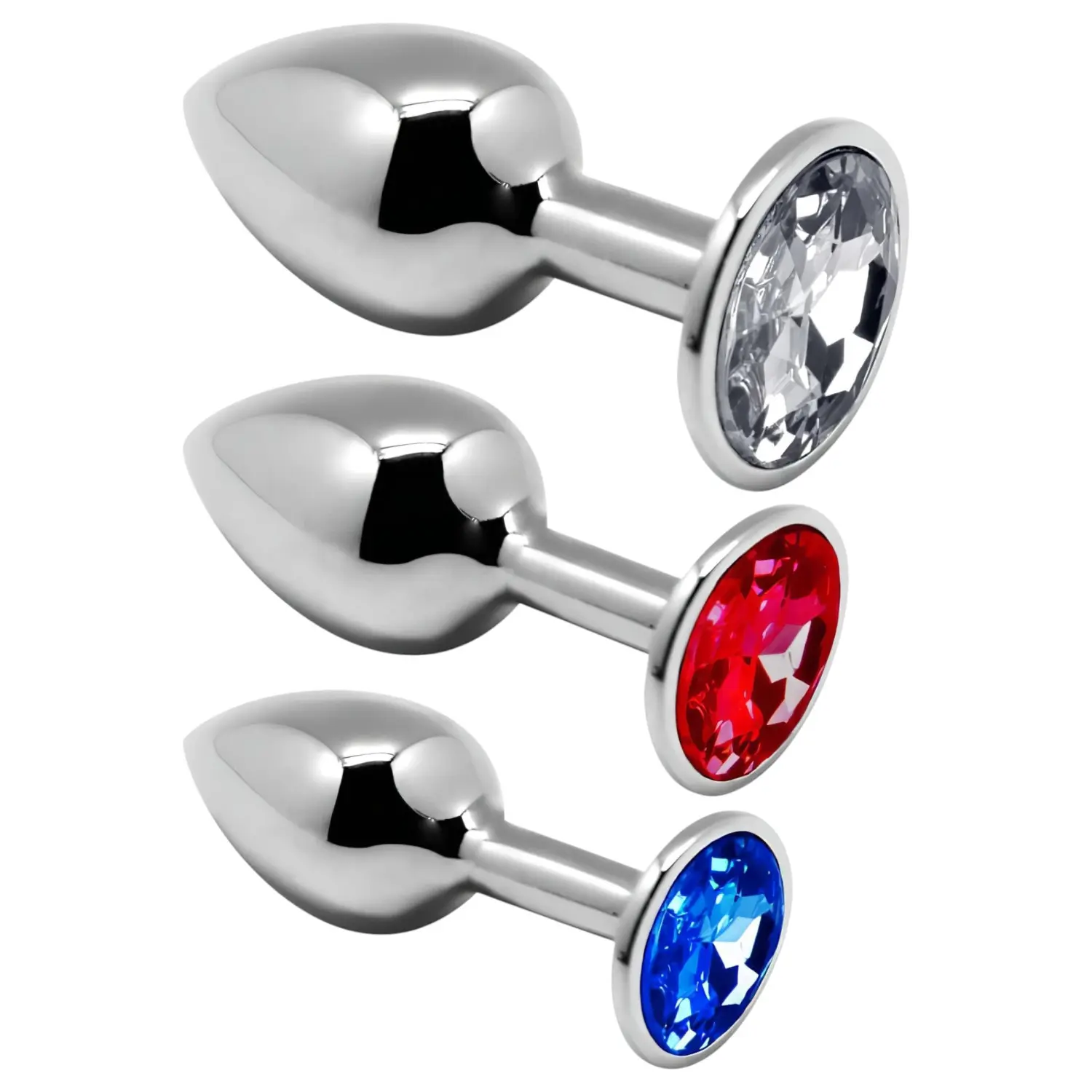 Alive - anální plug set - kovový - stříbrný