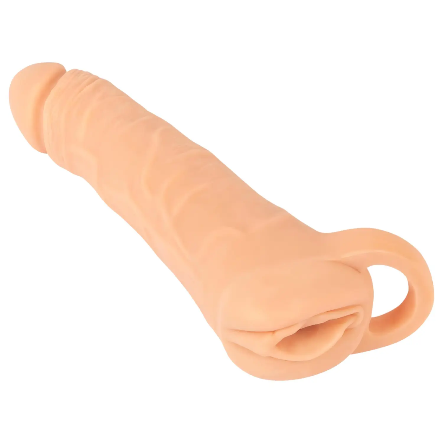 Nature Skin - masturbátor a návlek na penis 2v1 - 23 cm - tělová barva